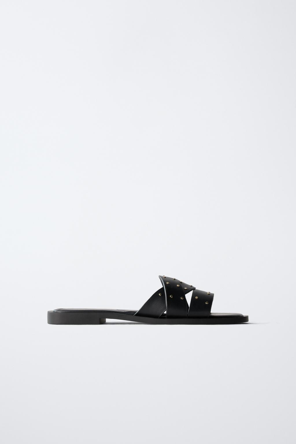 FLAT CRISS-CROSS SANDALS WITH STUDS - Zara фото 7