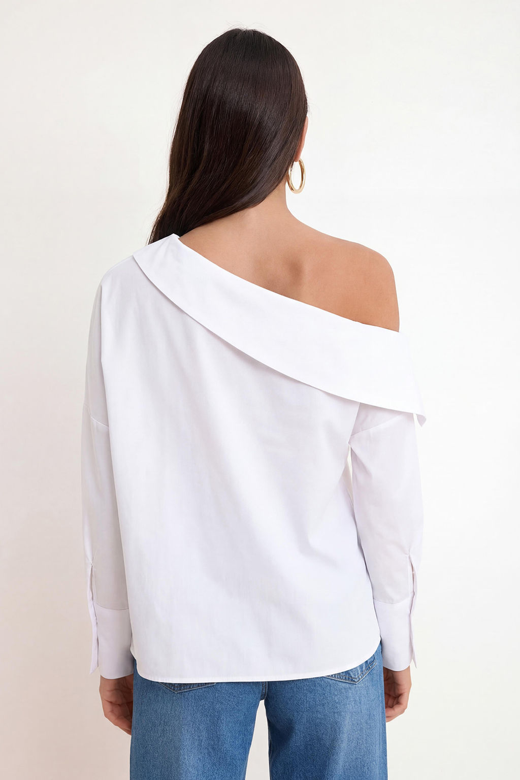 Beyaz Cizgili Asimetrik Yaka Dokuma Bluz TWOSS26BZ00666 - Trendyolmilla фото 5