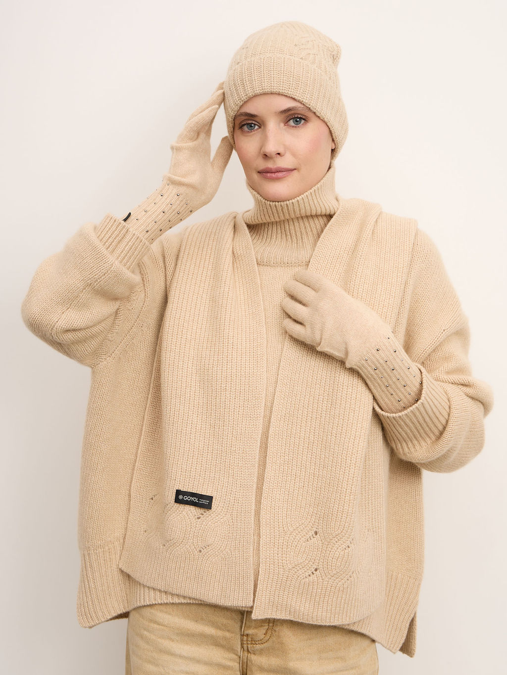 Шарф из кашемира 16-23-208-0C бежевый