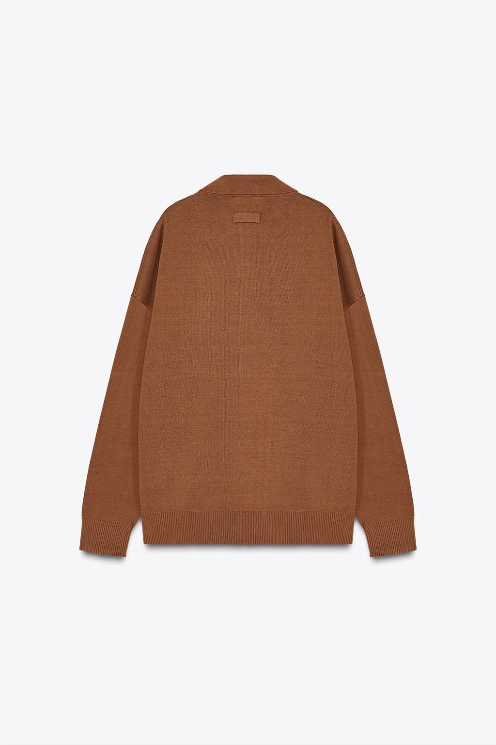 OVERSIZED PLAIN KNIT POLO SHIRT - Zara фото 5