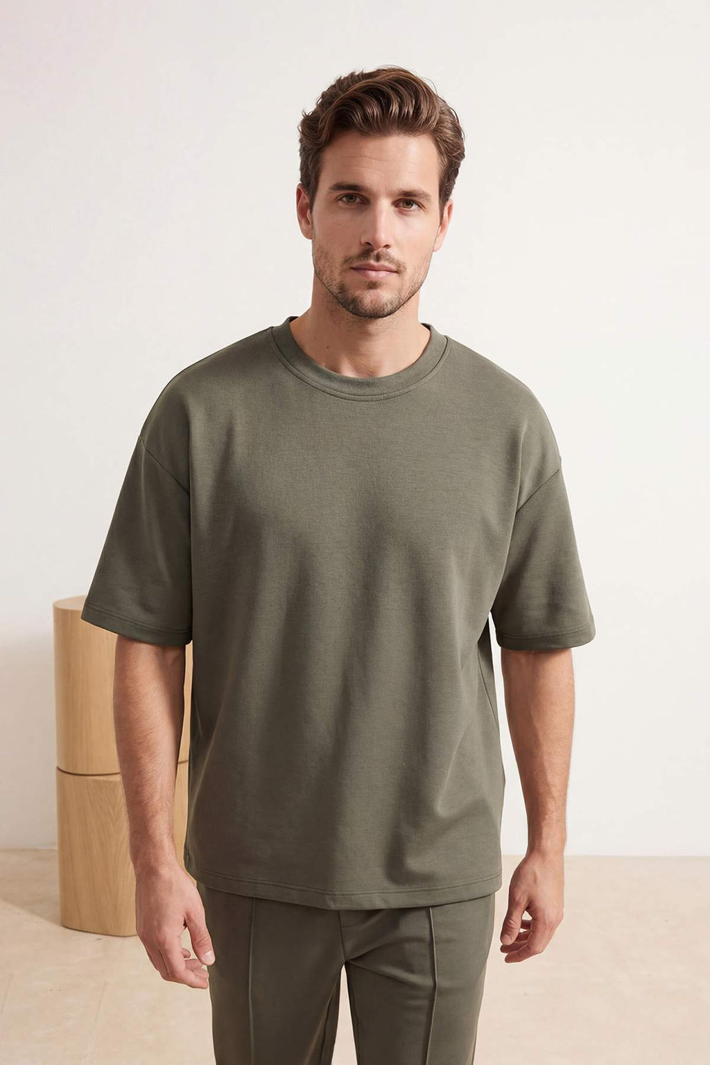 Indigo Oversize/Genis Kesim Yumusak Dokulu Basic T-Shirt TMNSS26TS00003 - Trendyolmilla фото 7