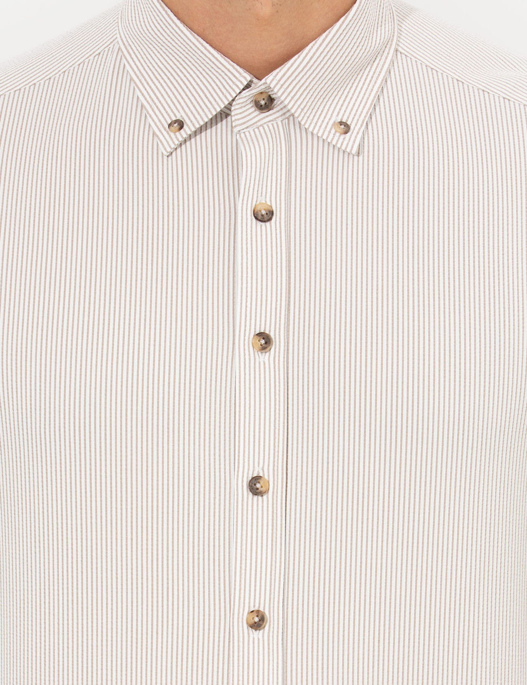 Bej Slim Fit Uzun Kollu G_mlek