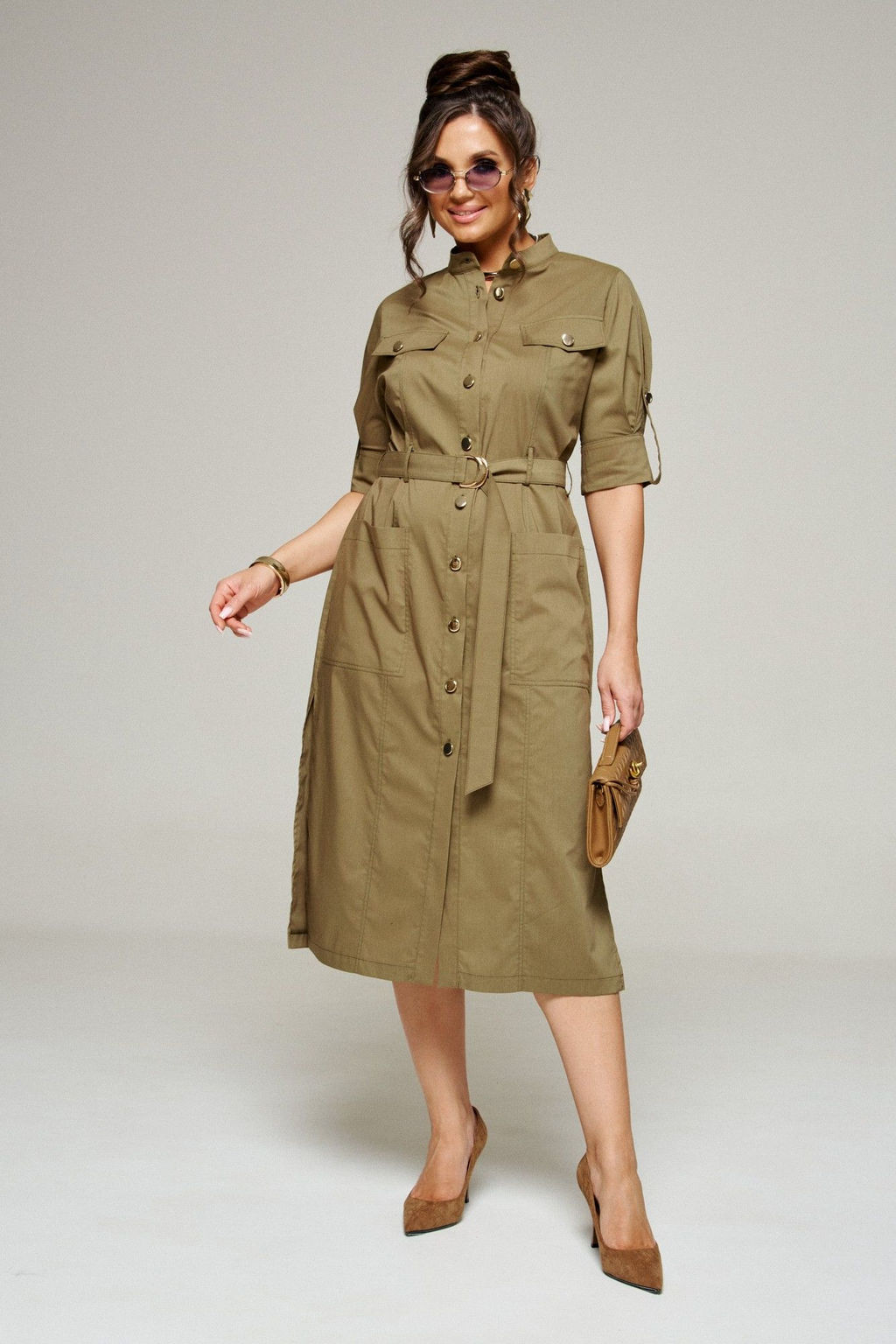 Платье 6339 оливка, Платье, Пояс - Beautiful and free фото 7