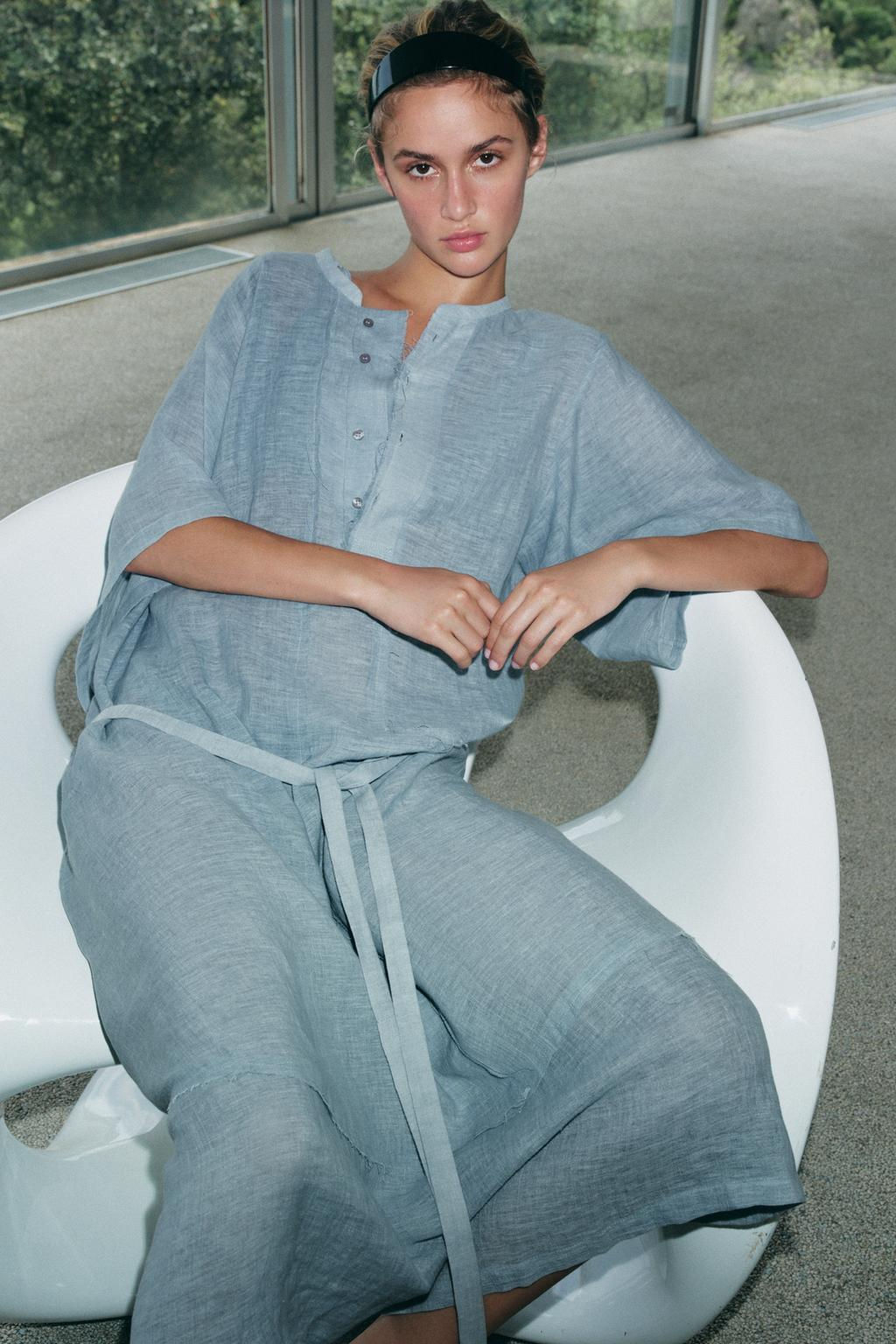 LIMITED EDITION LINEN BLEND SHIRT DRESS - Zara фото 2