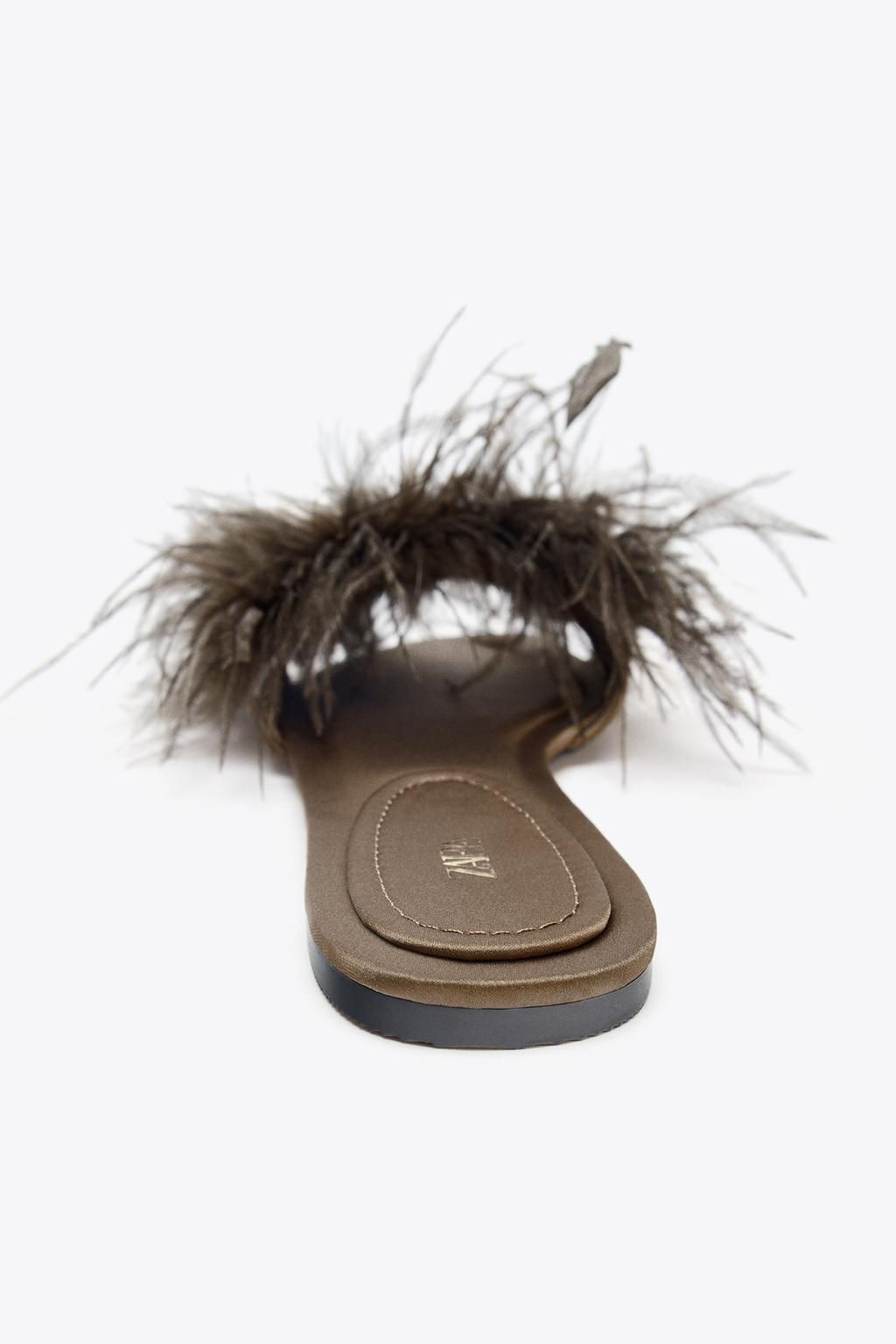 FEATHER FLAT SANDALS - Zara фото 4