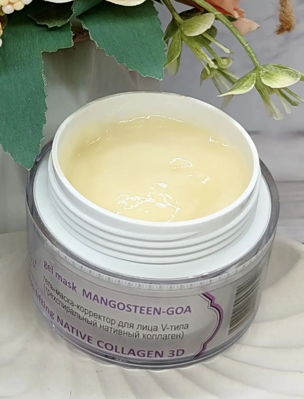 Гель-маска-корректор для лица V-типа MANGOSTEEN-GOA express-lifting NATIVE COLLAGEN 3D Код 1703 - вес 200 г - Шоконат фото 4