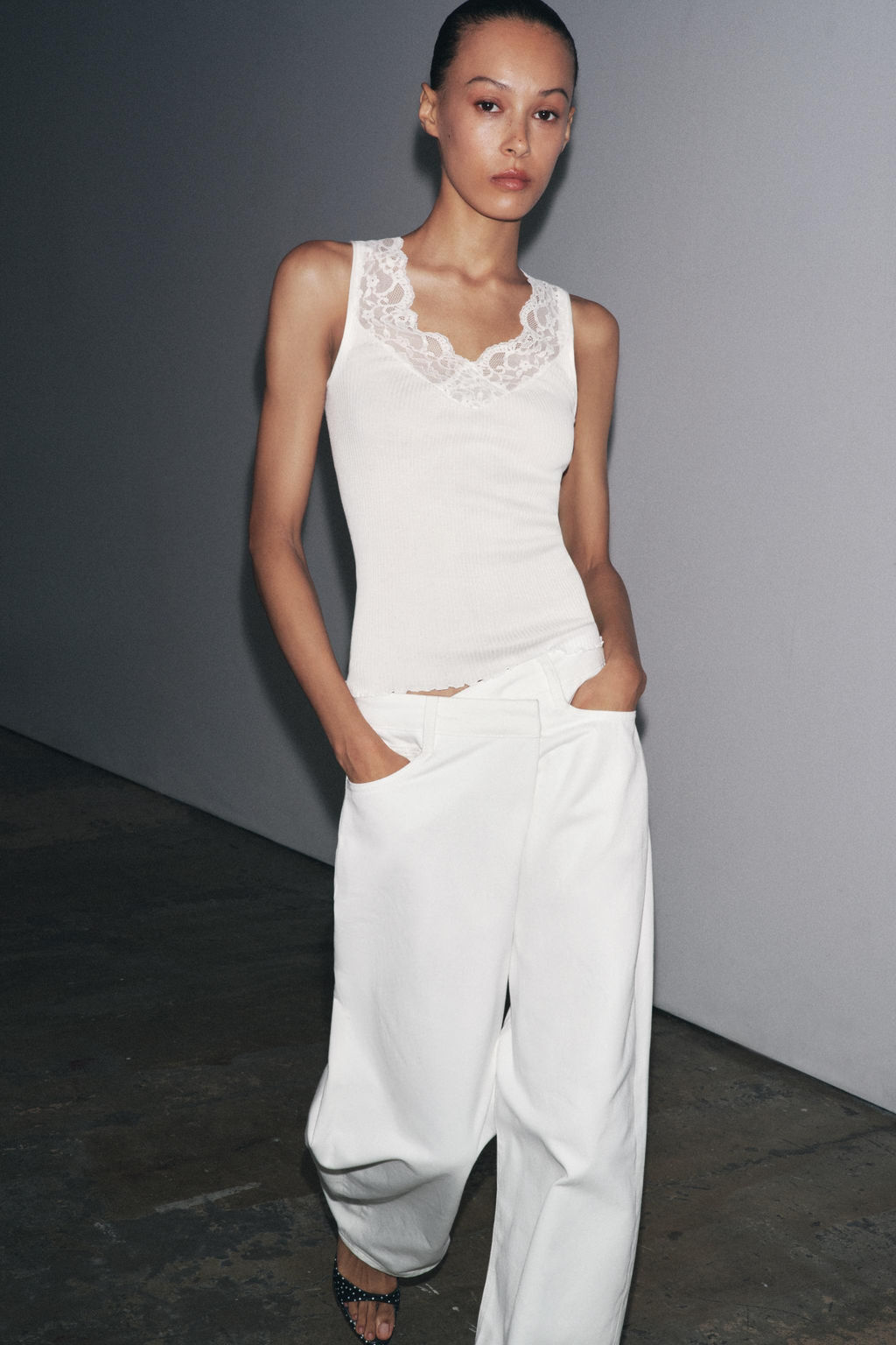 LACE RIBBED T-SHIRT - Zara фото 21