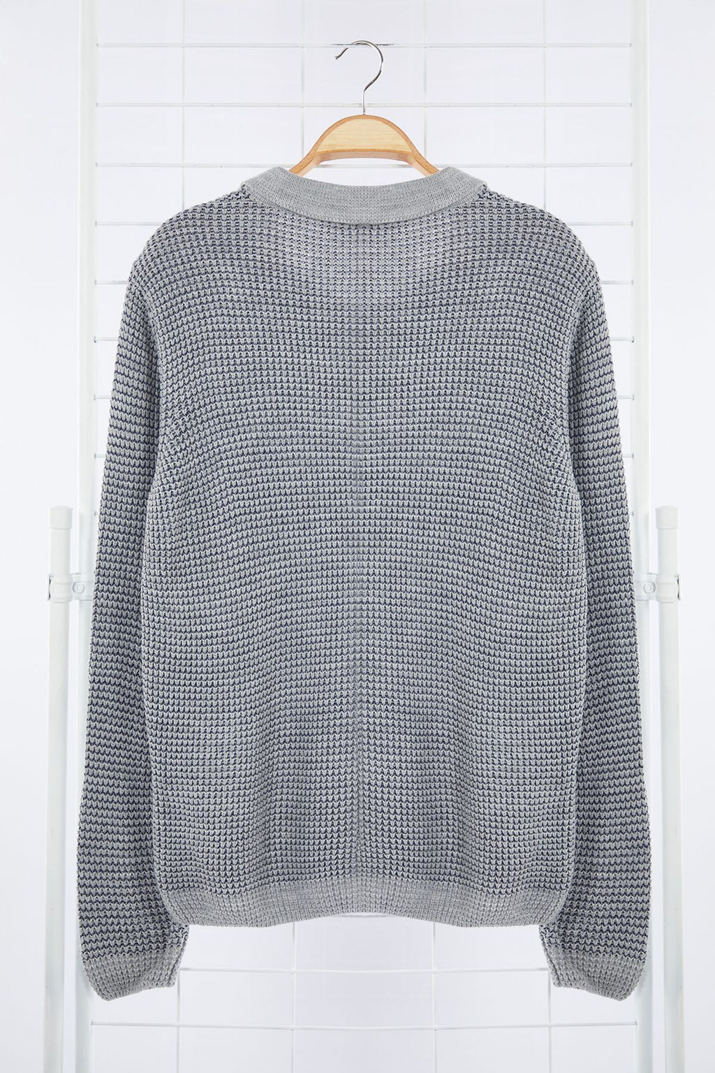 TRENDYOL MAN Gri Casual Regular Polo Yaka Dokulu Triko Kazak TMNAW25KZ00016 - Trendyolmilla фото 8