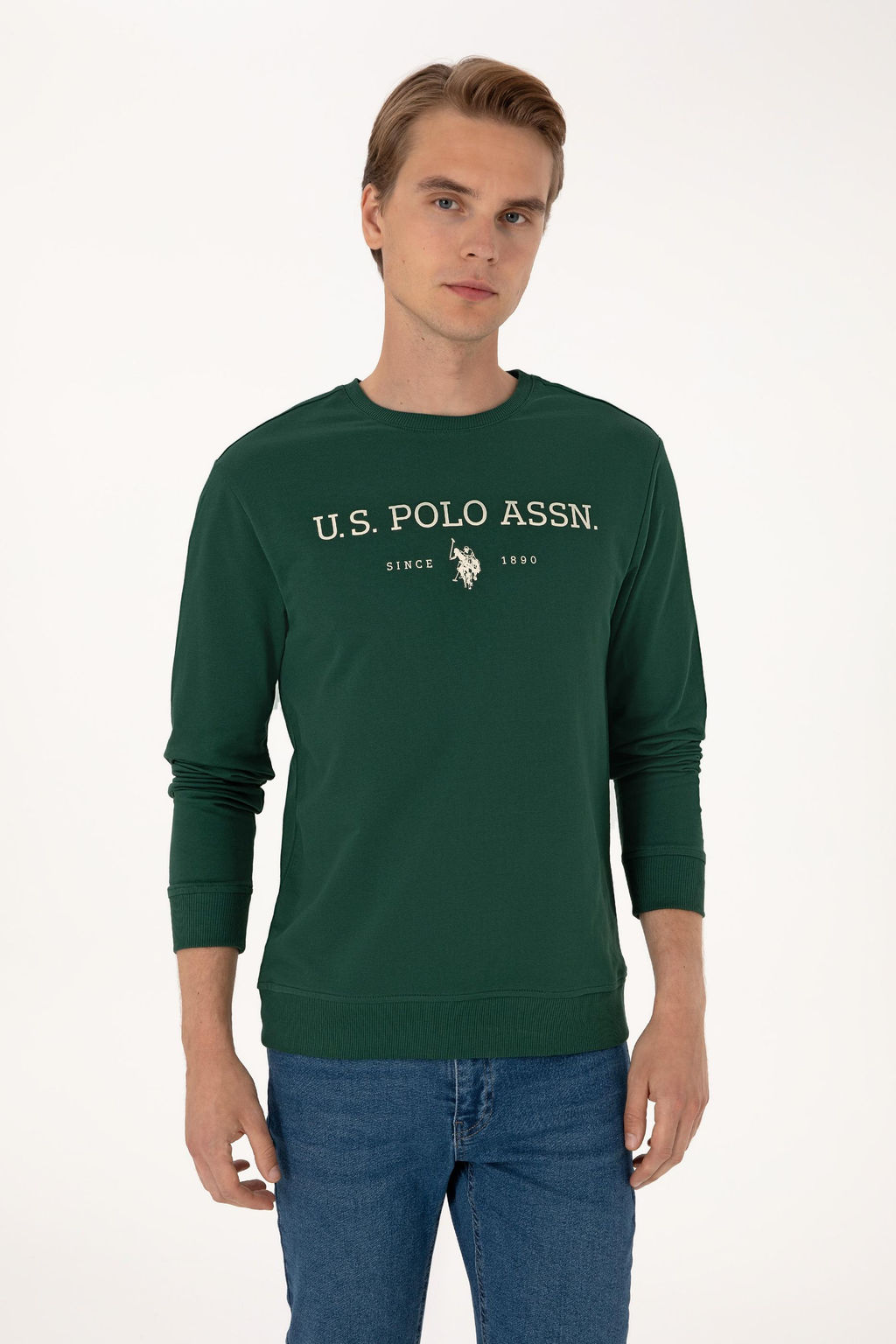 Erkek Koyu Ye_il Basic Sweatshirt Sepette S_rpriz _ndirim