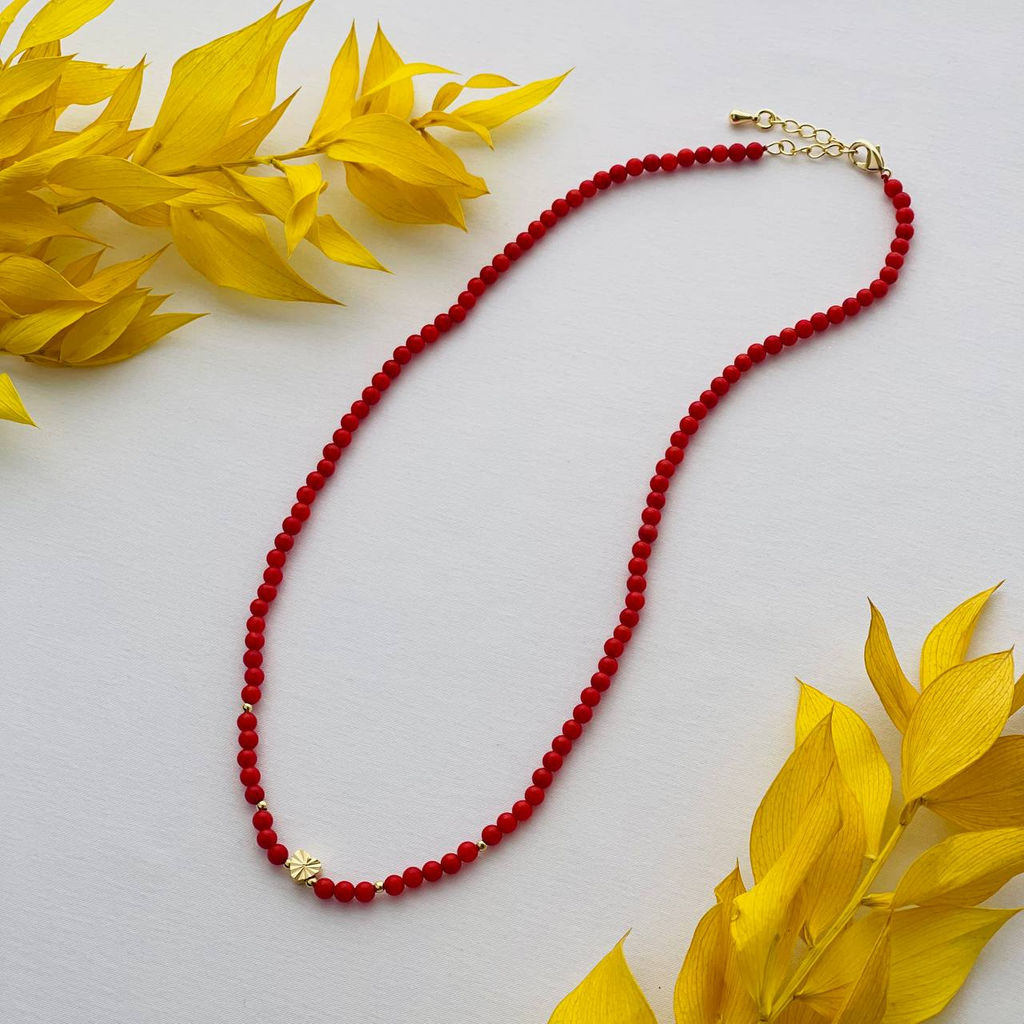 Бусы из красного Коралла со вставкой "Сердце" 43 см +