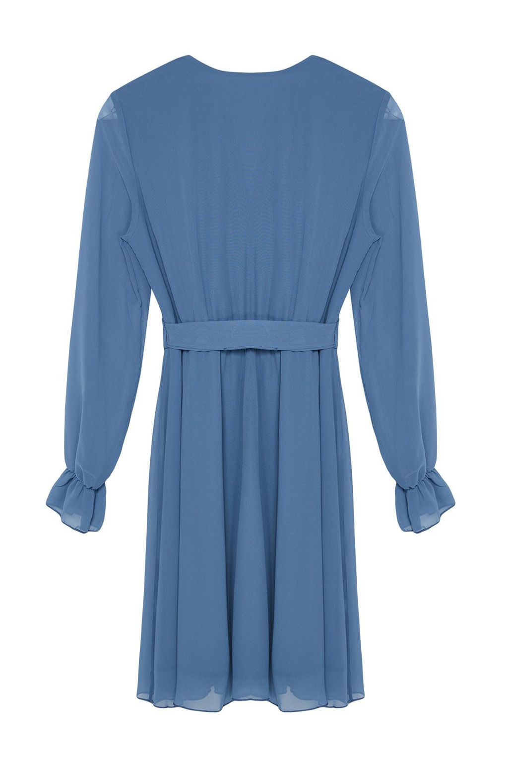 Indigo Kusakl? Duz Mini Kusakl? Kruvaze Dokuma Elbise TWOAW20EL0789