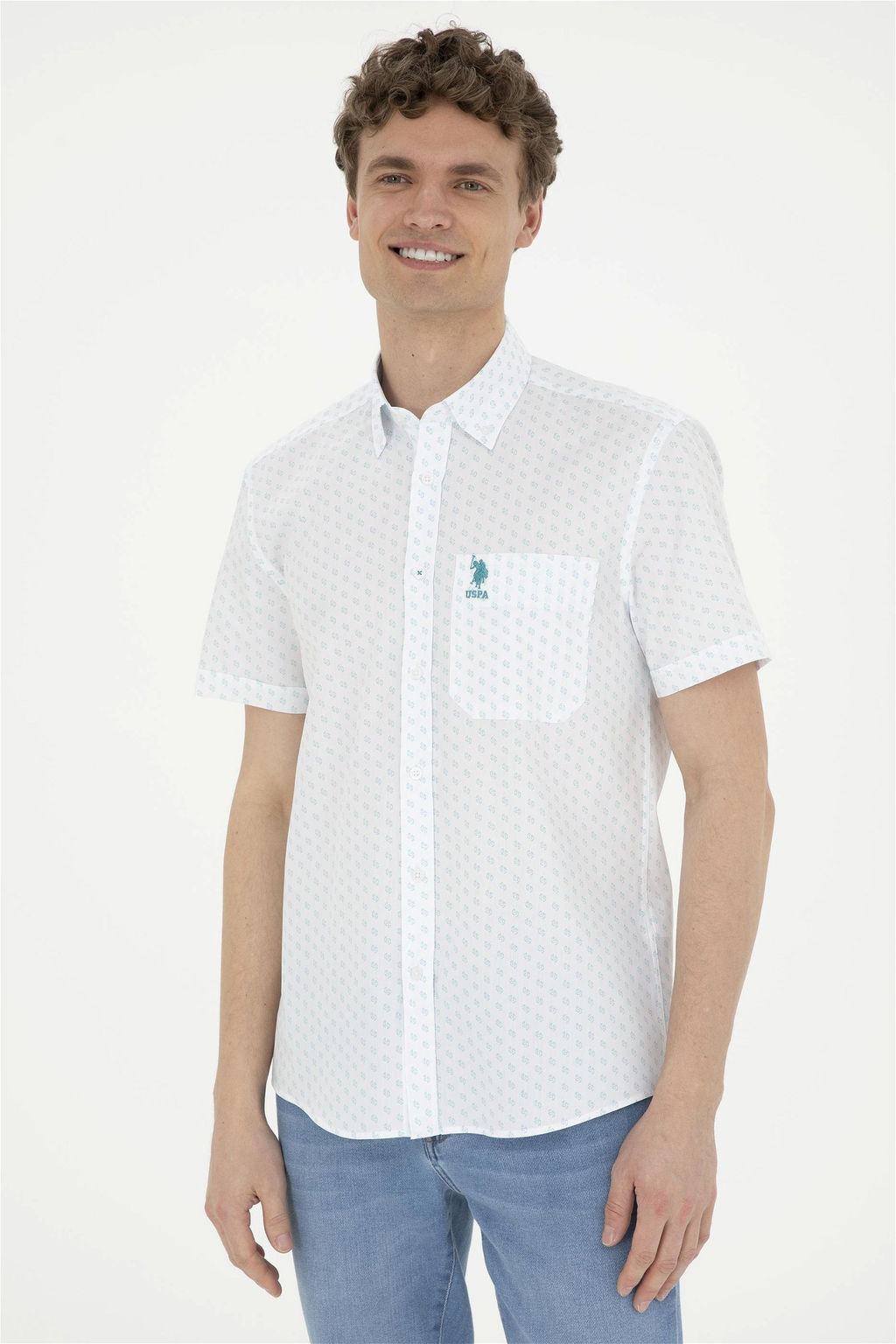 U. S. Polo Assn / Мужская мятная рубашка с коротким рукавом - U.s. polo assn фото 2