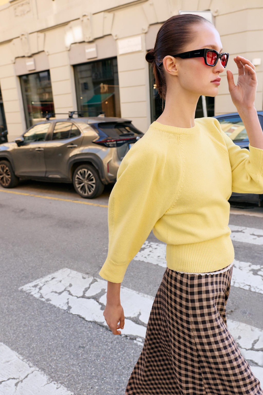 JERSEY PUNTO MANGA ABULLONADA / Amarillo - Zara фото 3