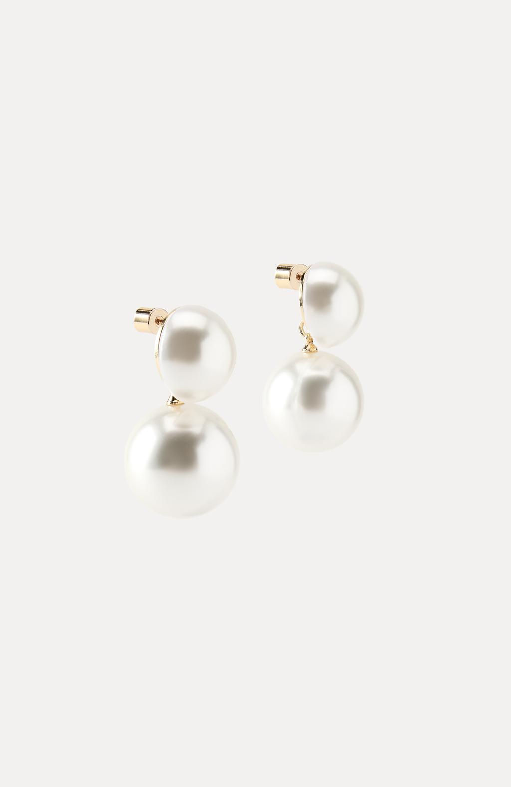 DOUBLE FAUX PEARL EARRINGS - Zara фото 3