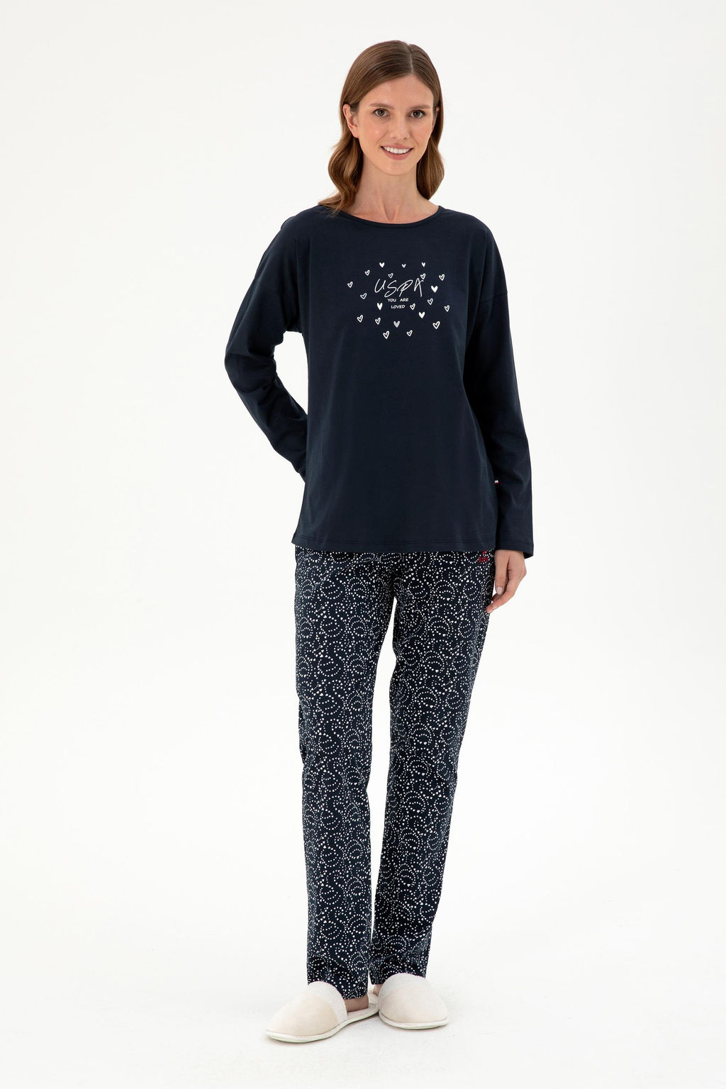 Женский темно-синий пижамный комплект Неожиданная скидка в корзине - U.s. polo assn фото 2