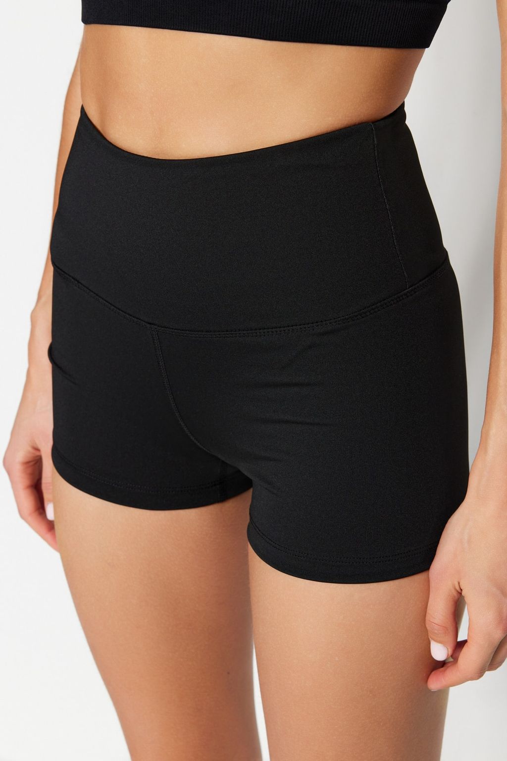 Siyah Toparlay?c? Belde Reflektor Bask?l? Orme Spor Ekstra Sort/K?sa Tayt THMSS23TY00019