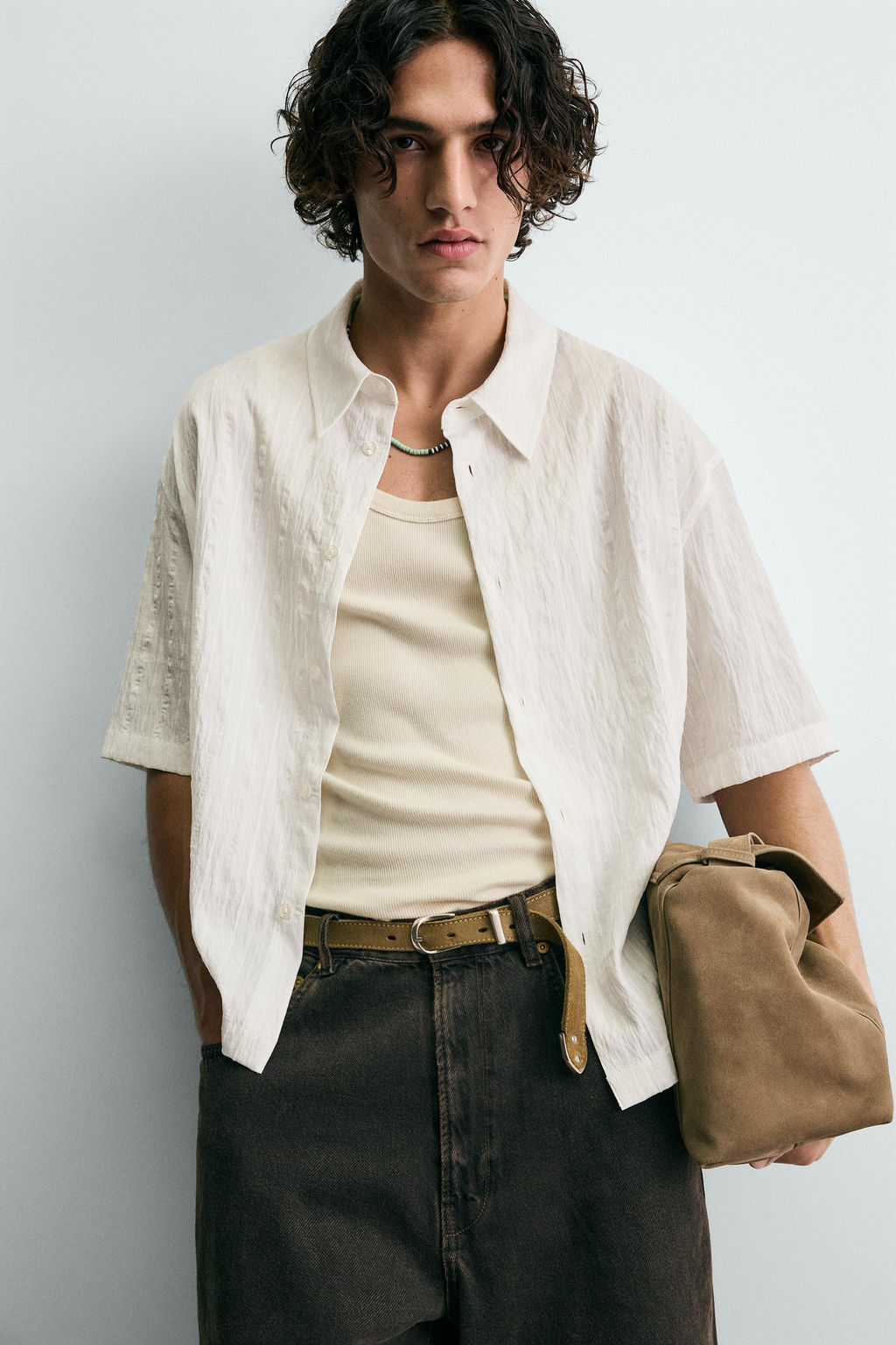 STRIPED TEXTURED FLOWING SHIRT - Zara фото 13