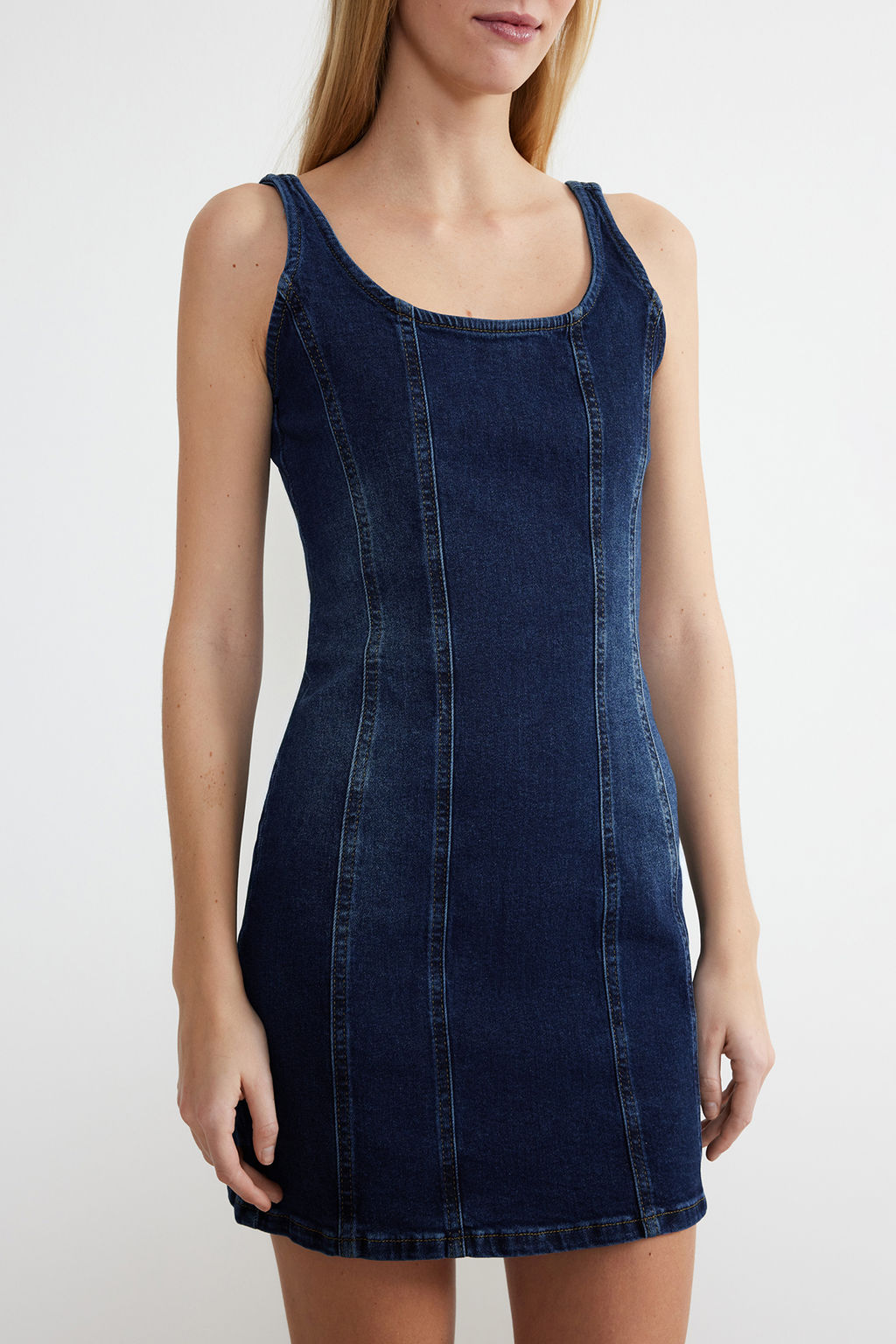 TRENDYOLMILLA Mavi Dikis Detayl? Fitted/Vucuda Oturan Mini Denim Elbise TWOSS24EL00284  фото 10