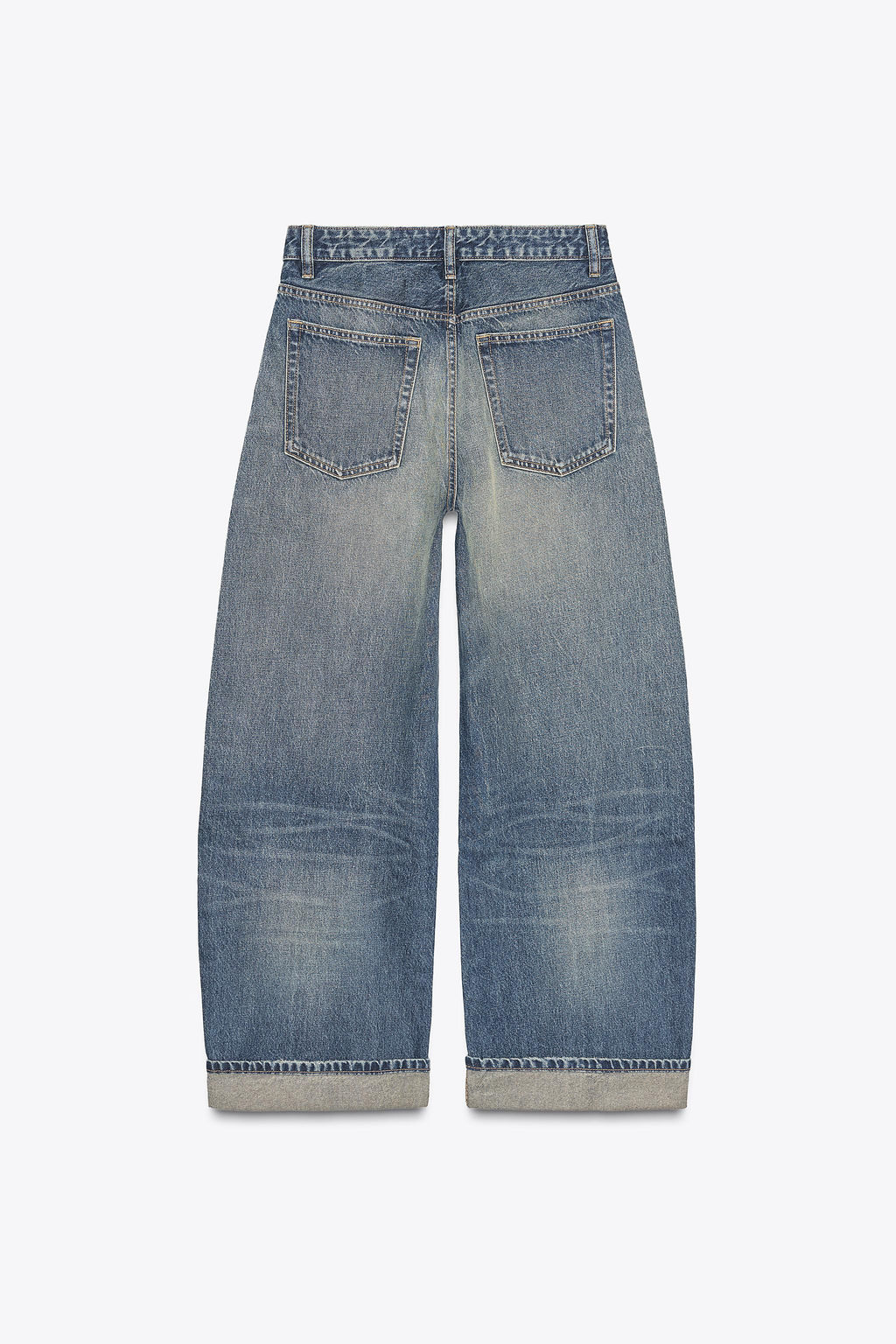 TRF BAGGY FOLDED RIPPED MID-WAIST JEANS - Zara фото 7