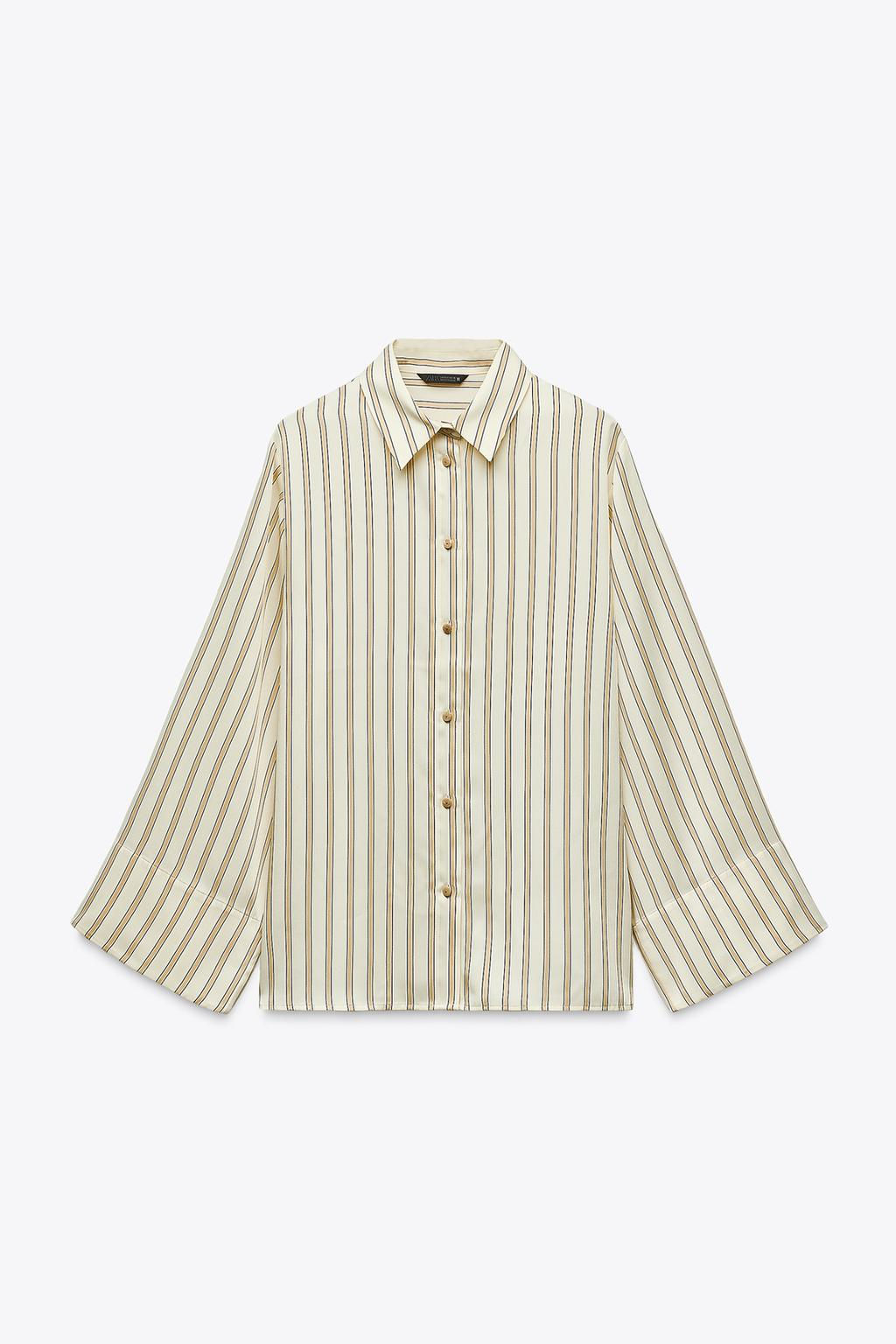 WIDE SLEEVE STRIPED BLOUSE - Zara фото 5
