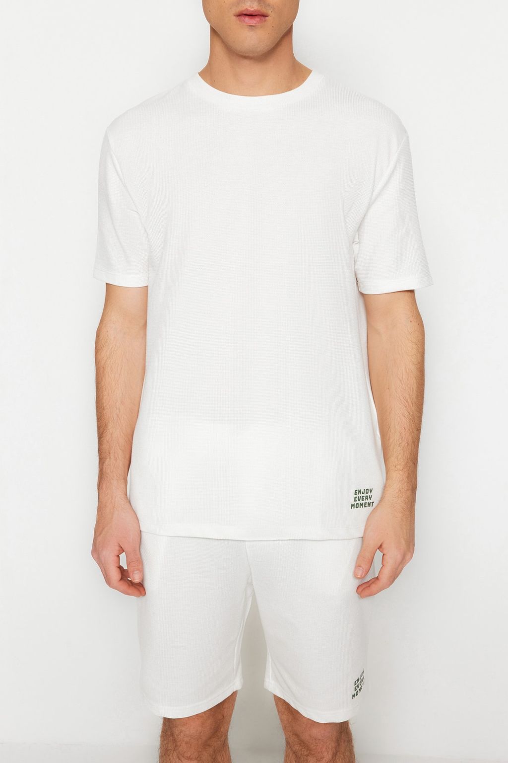 TRENDYOL MAN Mavi Regular Fit Waffle Sortlu Pijama Tak?m? TMNSS23PT00032 - Trendyolmilla фото 14