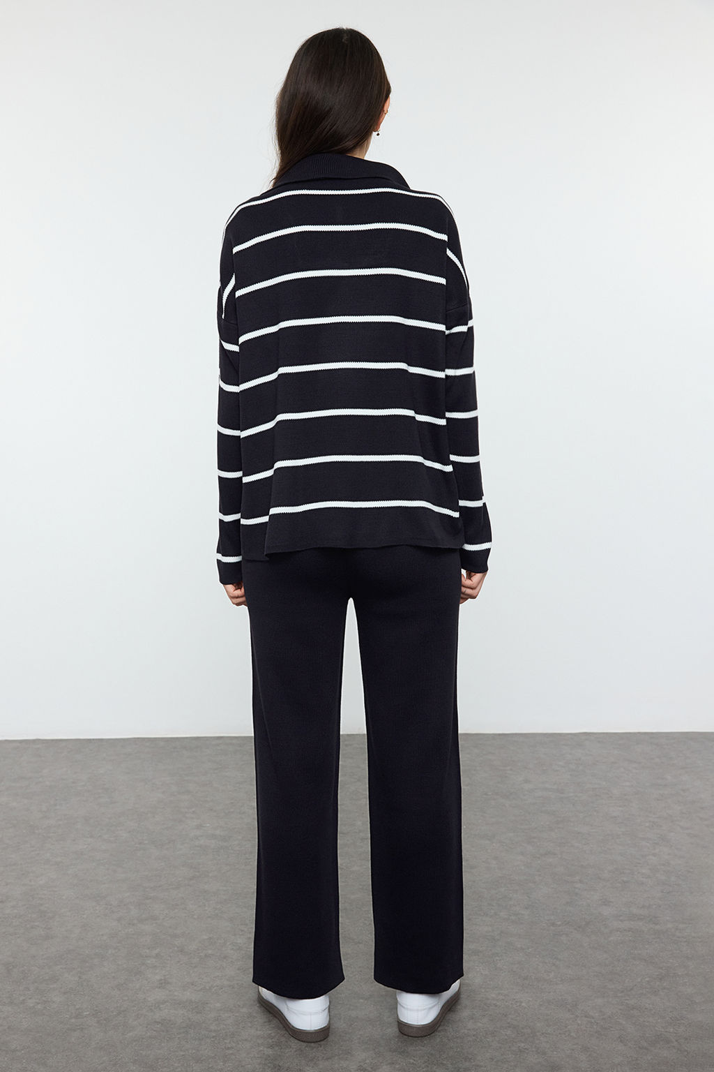 Lacivert Genis Kal?p Fermuarl? Triko Alt-Ust Tak?m TWOAW24AU00025