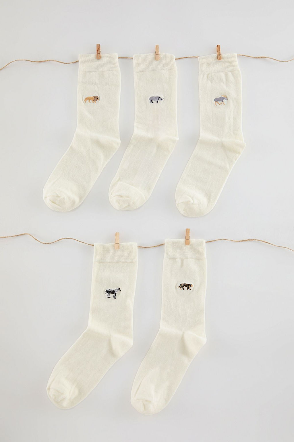 TRENDYOL MAN Ekru Unisex 5li Paket Hayvan Nak?sl? Pamuklu Soket-Uzun Boy Corap TMNAW25CO00018 - Trendyolmilla фото 2
