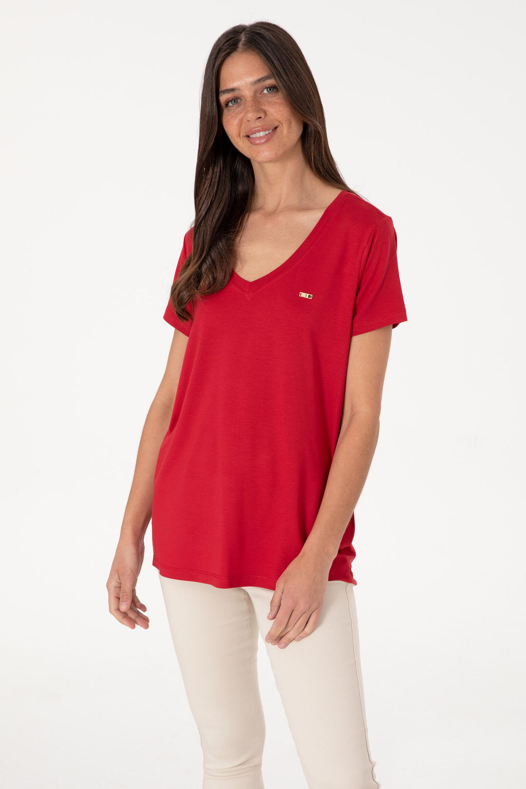 Kad_n K_rm_z_ Modal Kar___ml_ V Yaka Basic Ti__rt Sepette S_rpriz _ndirim - U.s. polo assn фото 3