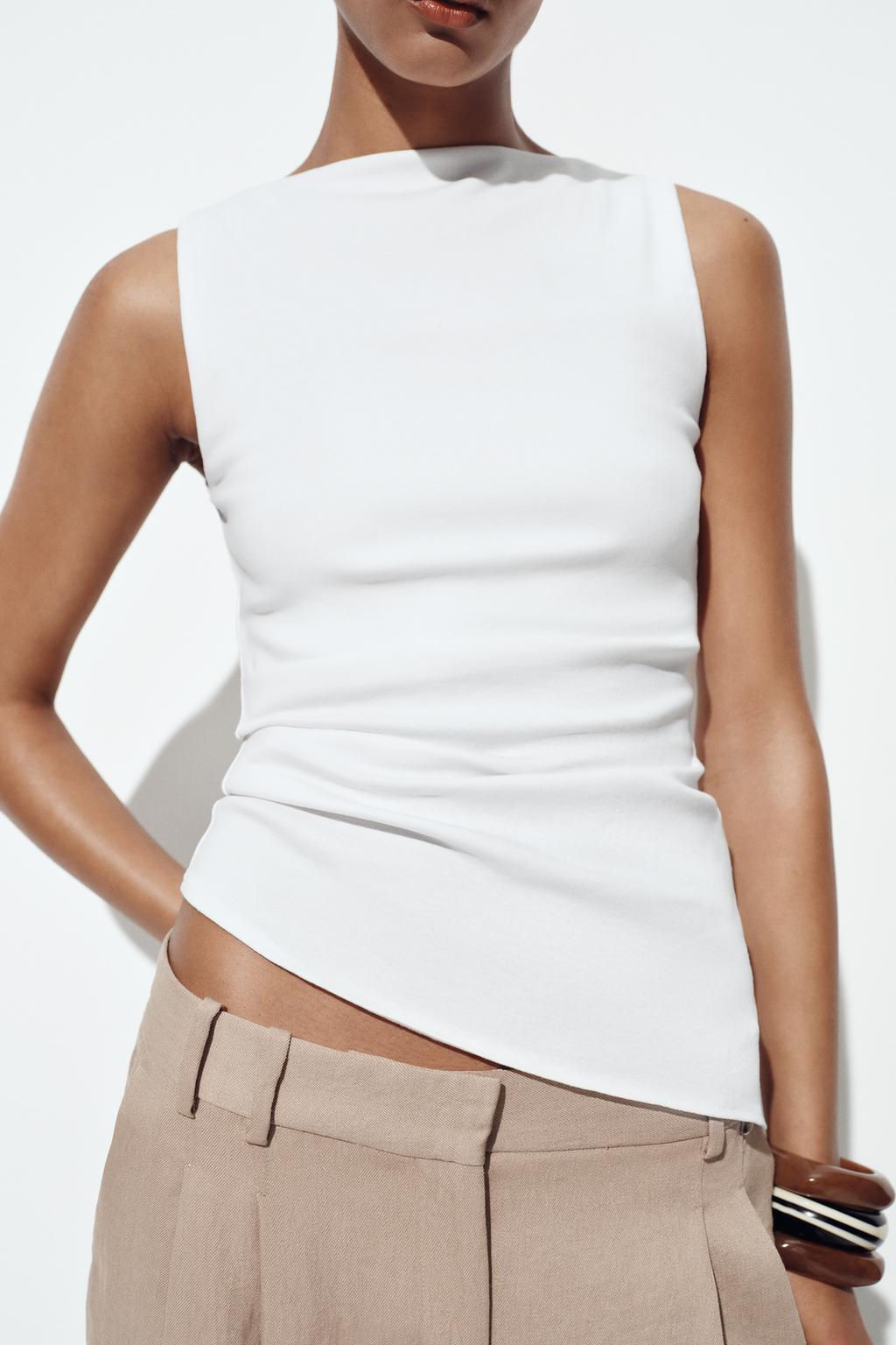 ASYMMETRIC DRAPED T-SHIRT - Zara фото 35