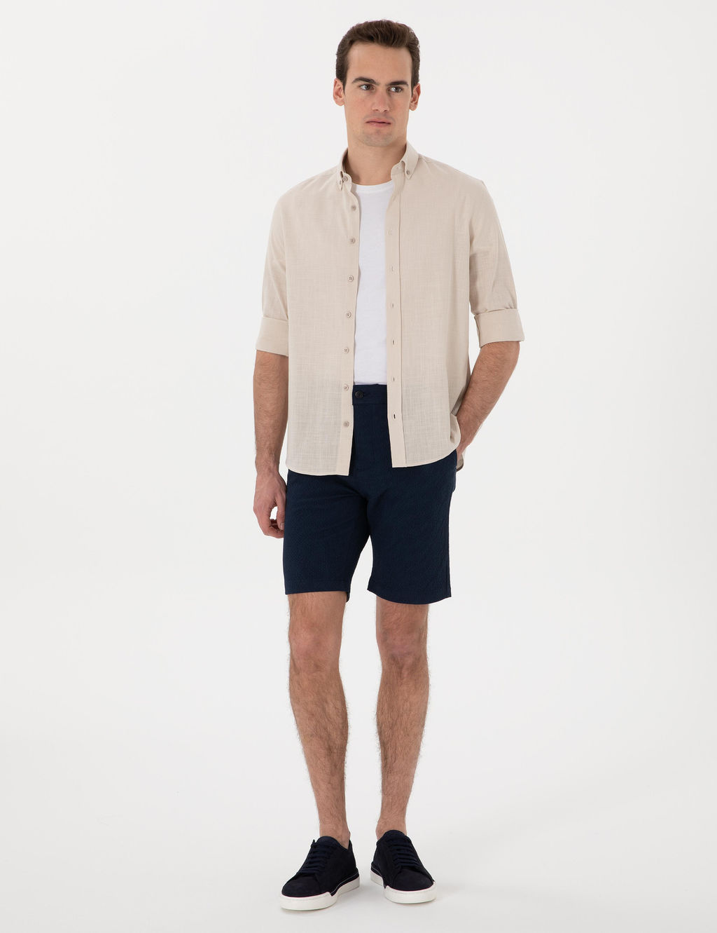Lacivert Slim Fit Dokuma _ort