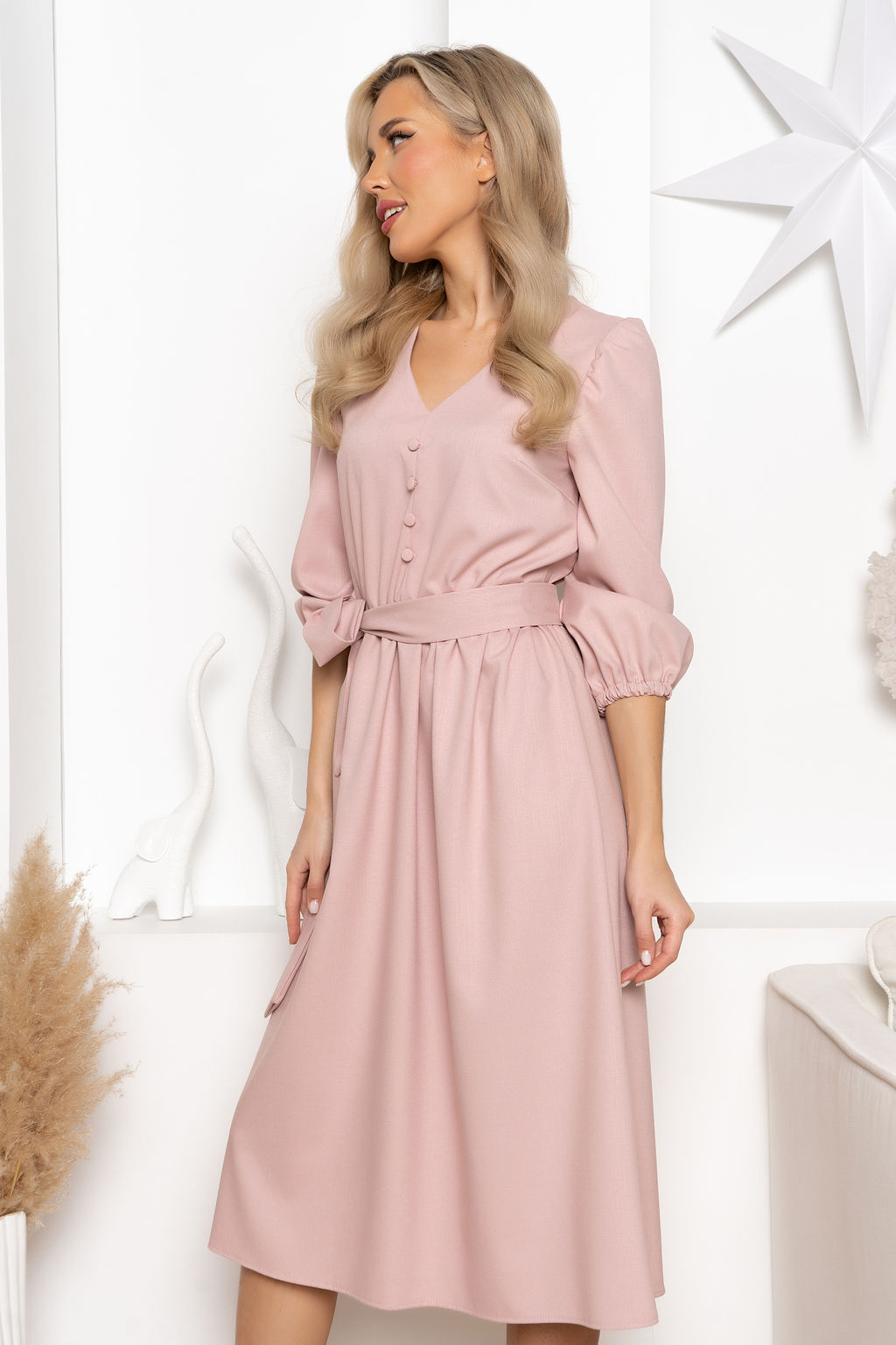Платье Open Style 6659 пудровый