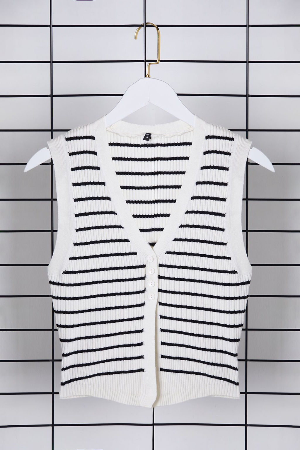 Ekru*001 Premium Iplik / Ozel Iplik Crop Yelek TWOSS24BZ00258