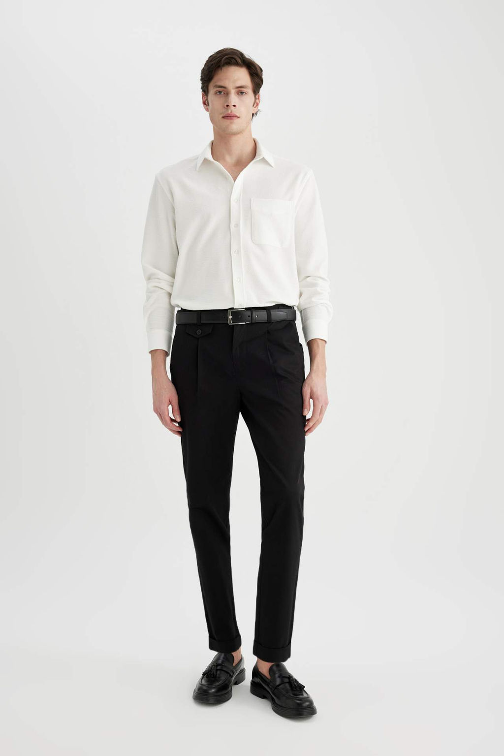 Twill Pantolon Tapered Fit Cepli Basic Duz Duble Paca - Defacto фото 4