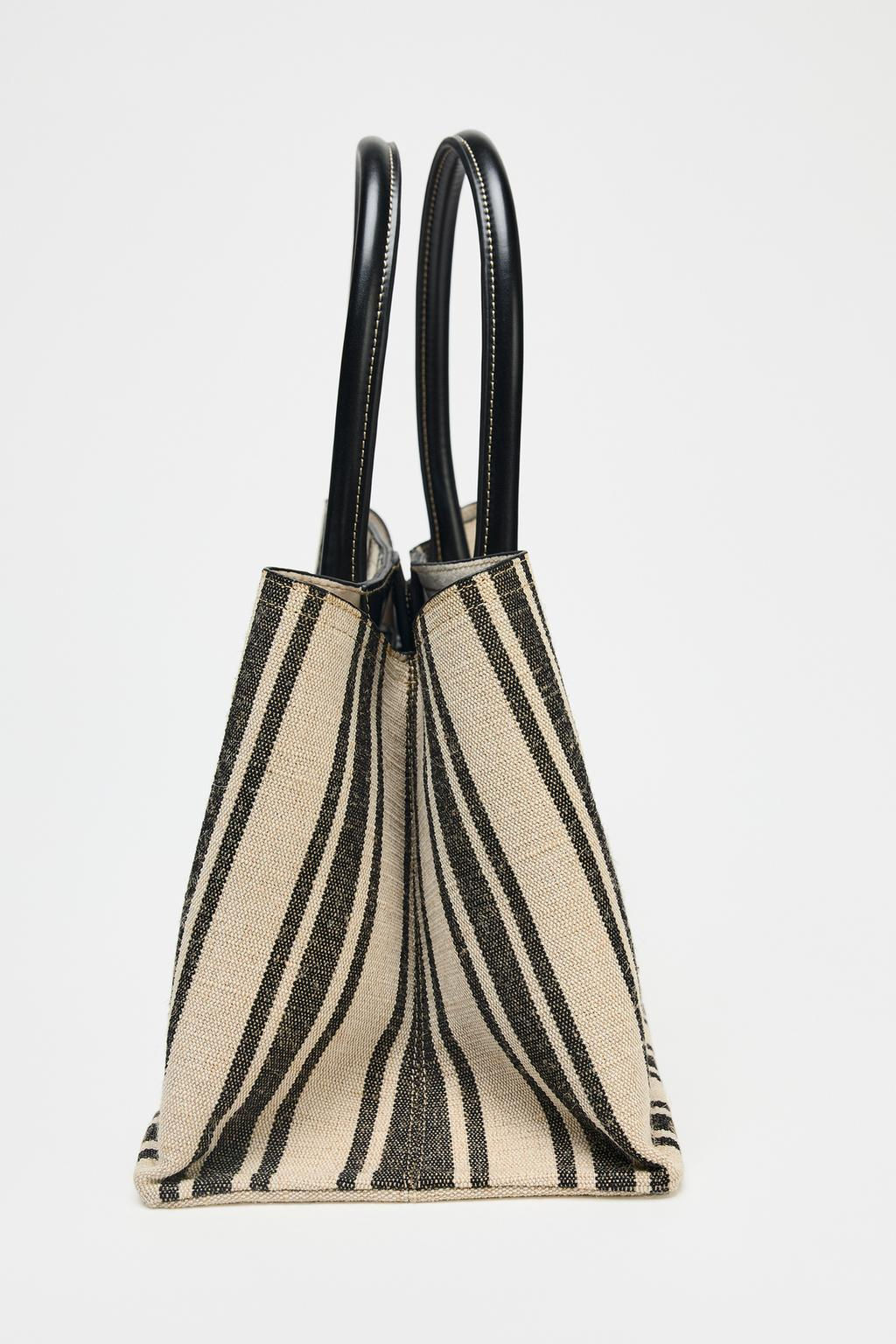 STRIPED CANVAS TOTE BAG - Zara фото 5