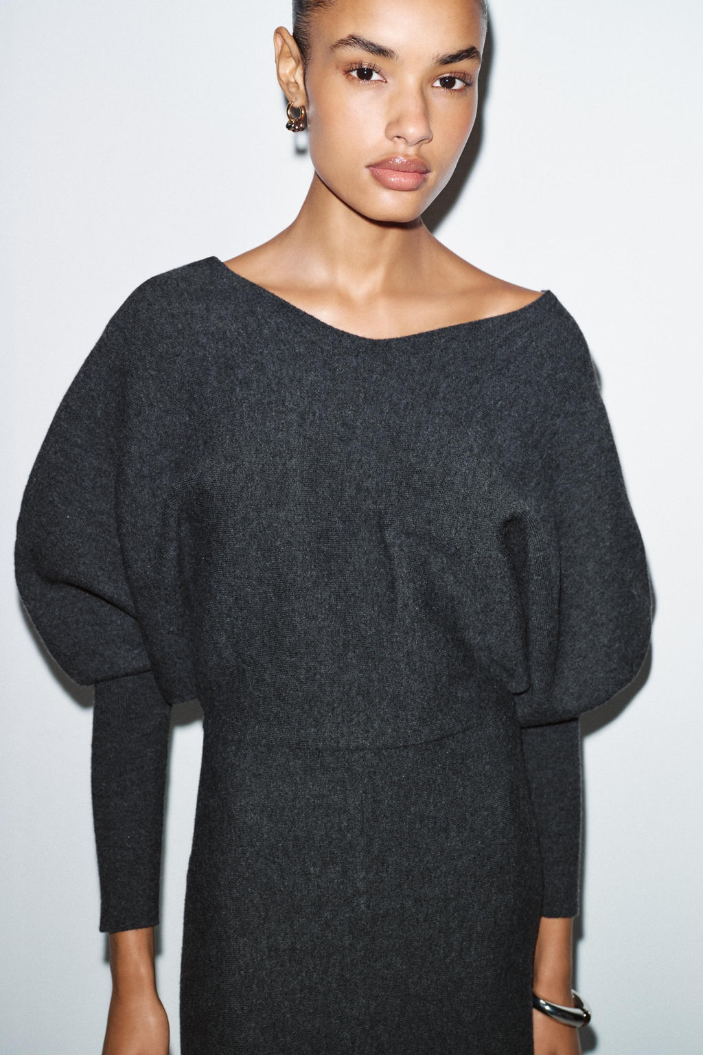 V-NECK KNIT MIDI DRESS - Zara фото 15