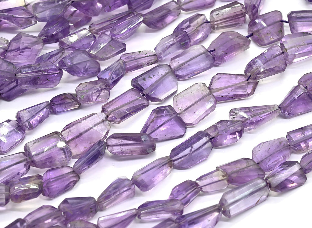 Бусины из аметиста граненые 10*20мм, 25см, 15 бусин, 19,7г Радуга камня