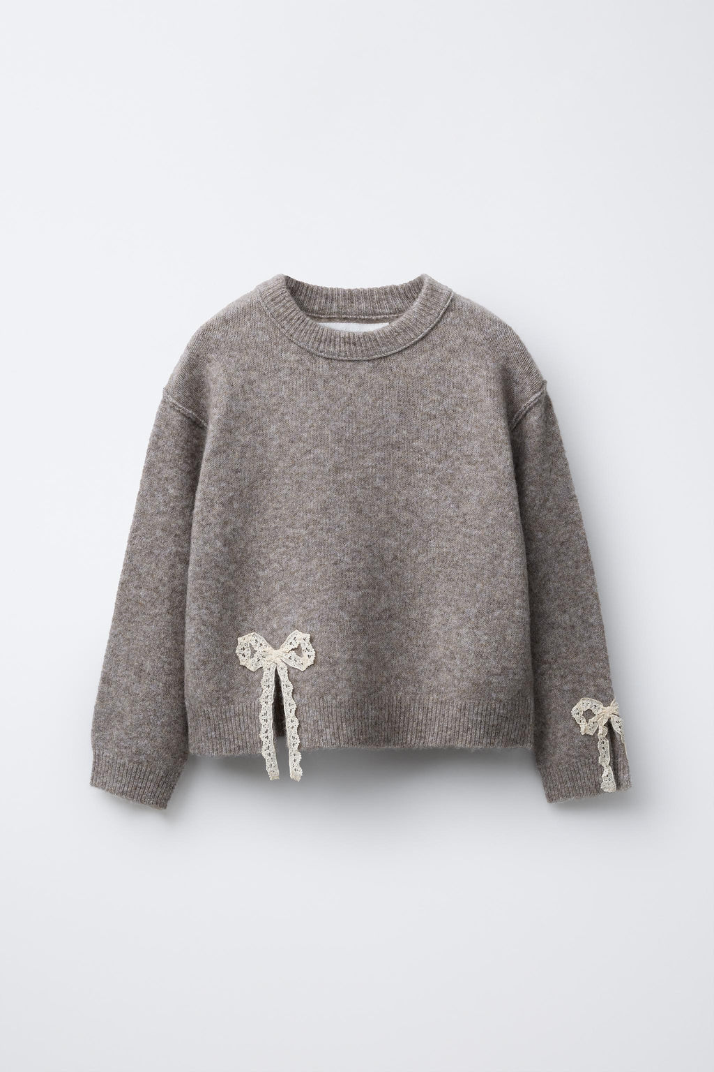 KNIT SWEATER WITH LACE BOWS