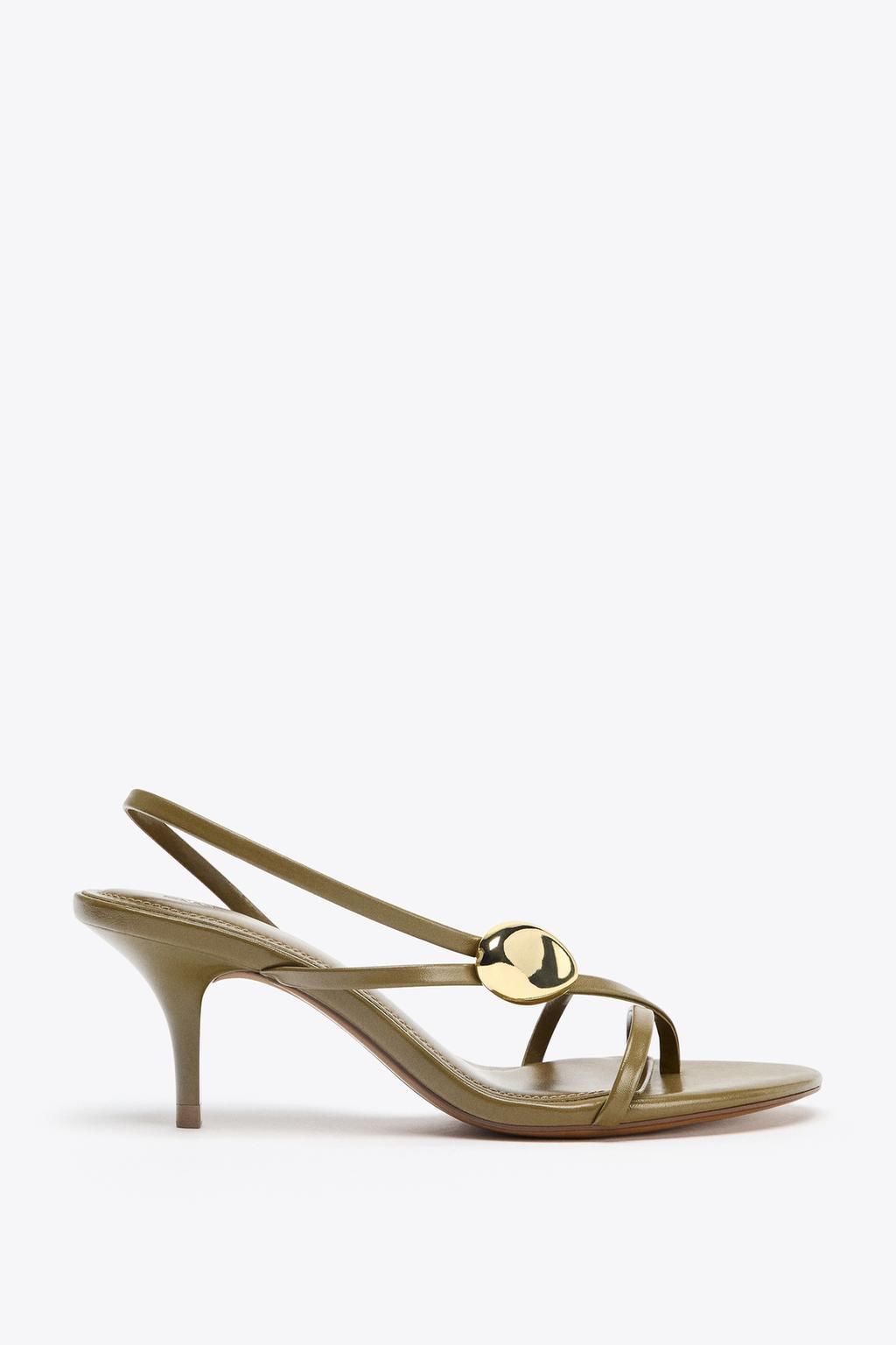 HEELED SANDALS WITH STRAPS AND METAL DETAIL - Zara фото 2