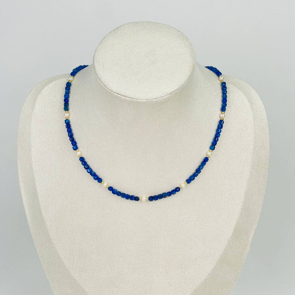 Колье из Кианита и Жемчуга (градиент)
