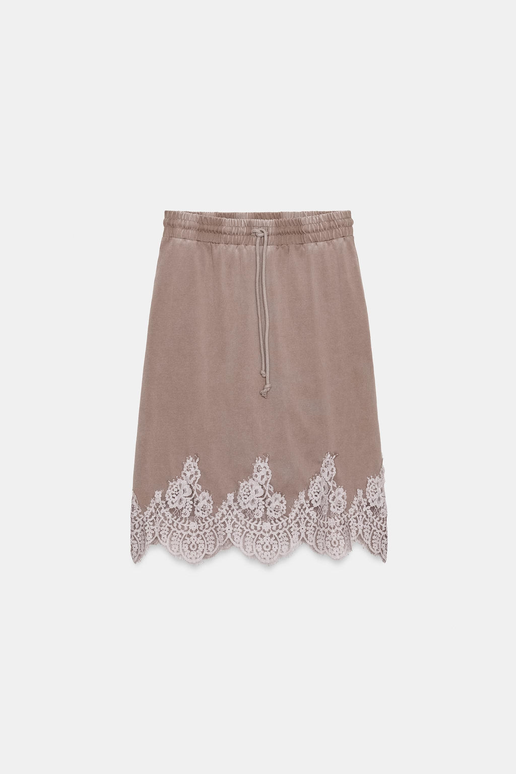 FALDA EFECTO LAVADO COMBINADA ENCAJE / Marr?n / Topo - Zara фото 4