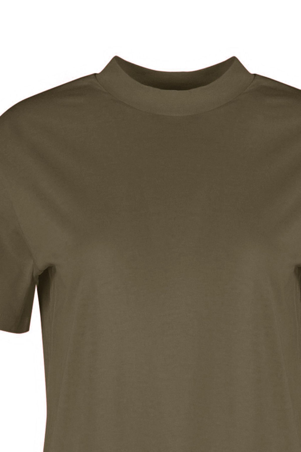 Koyu Haki %100 Pamuk Basic Regular/Normal Kal?p Dik Yaka Orme T-Shirt TWOAW20TS0096