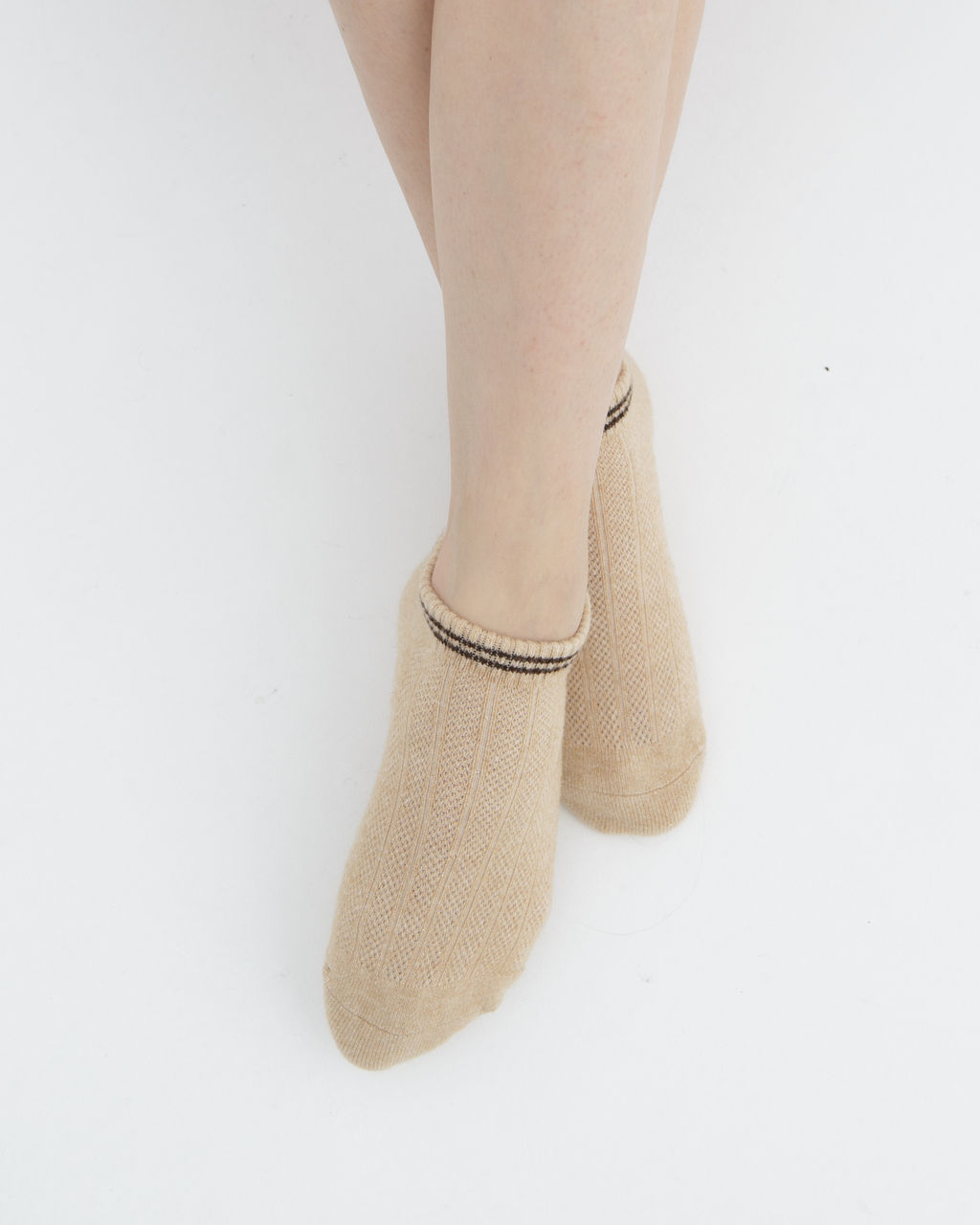 Теплые носки следики из монгольской шерсти бежевые