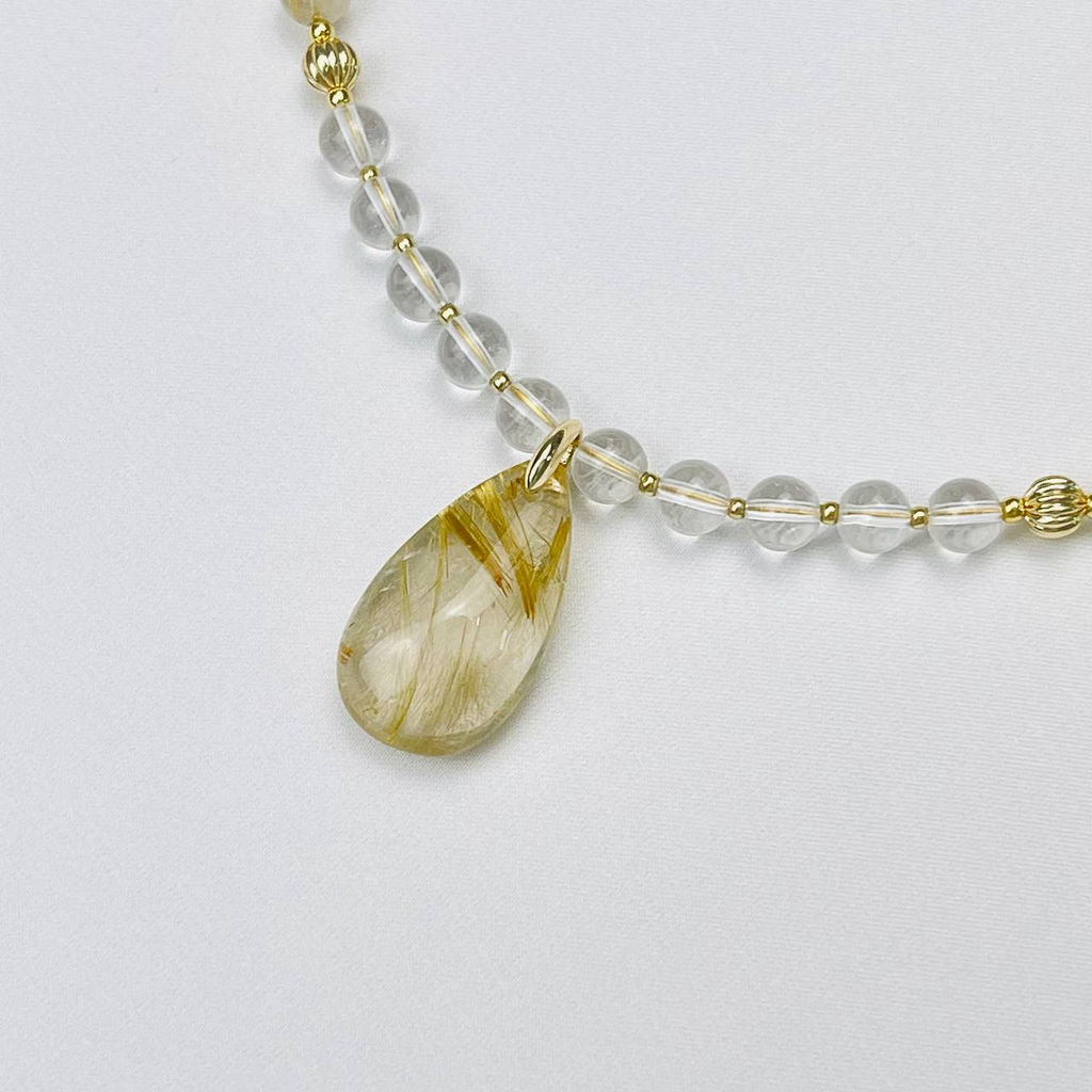 Колье из Рутилового кварца и Горного Хрусталя - Радуга самоцветов фото 2