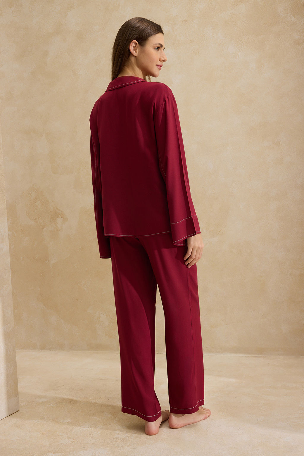 Bordo Duz Shally Dokuma Pijama Tak?m? THMSS26PT00003 - Trendyolmilla фото 12