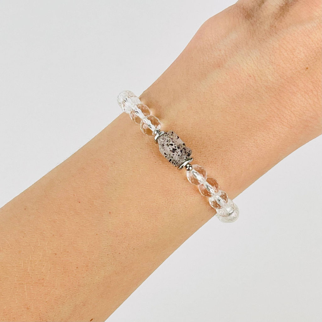 Браслет из Горного Хрусталя и Херкимерского кварца 18 см