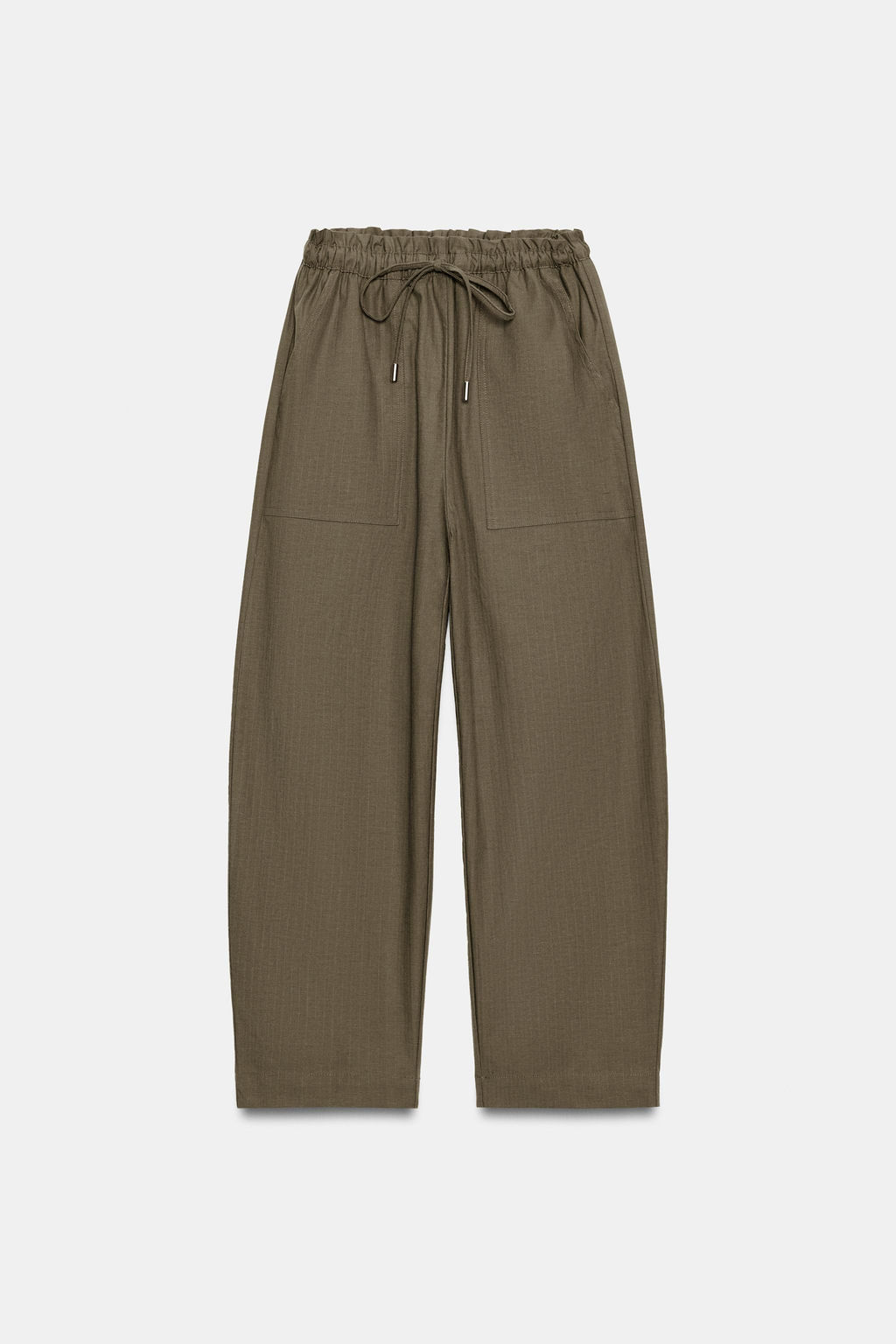 PANTAL?N TAPERED CINTURA EL?STICA / Khaki - Zara фото 8