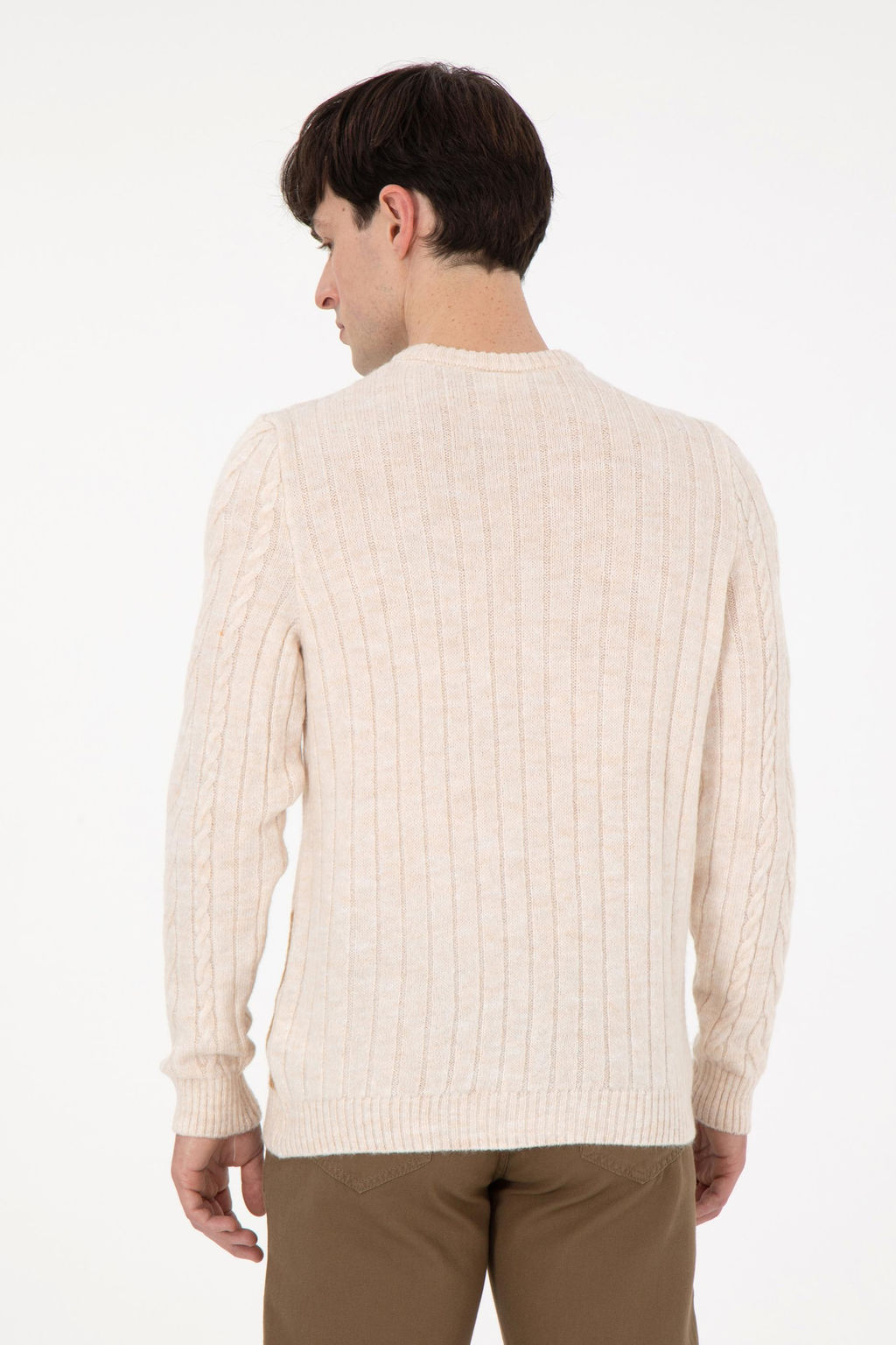 Erkek Regular Fit Bisiklet Yaka Krem Kazak - U.s. polo assn фото 5
