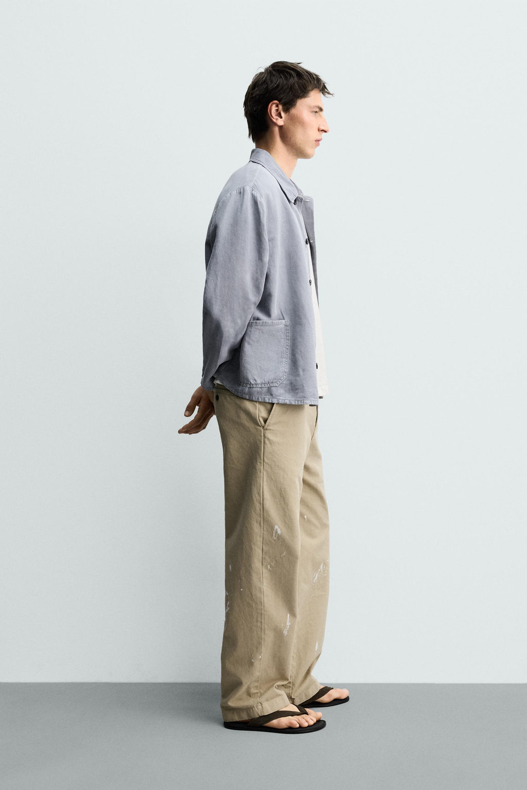 SOBRECAMISA RELAXED FIT ALGOD?N - LINO / Azul - Zara фото 4