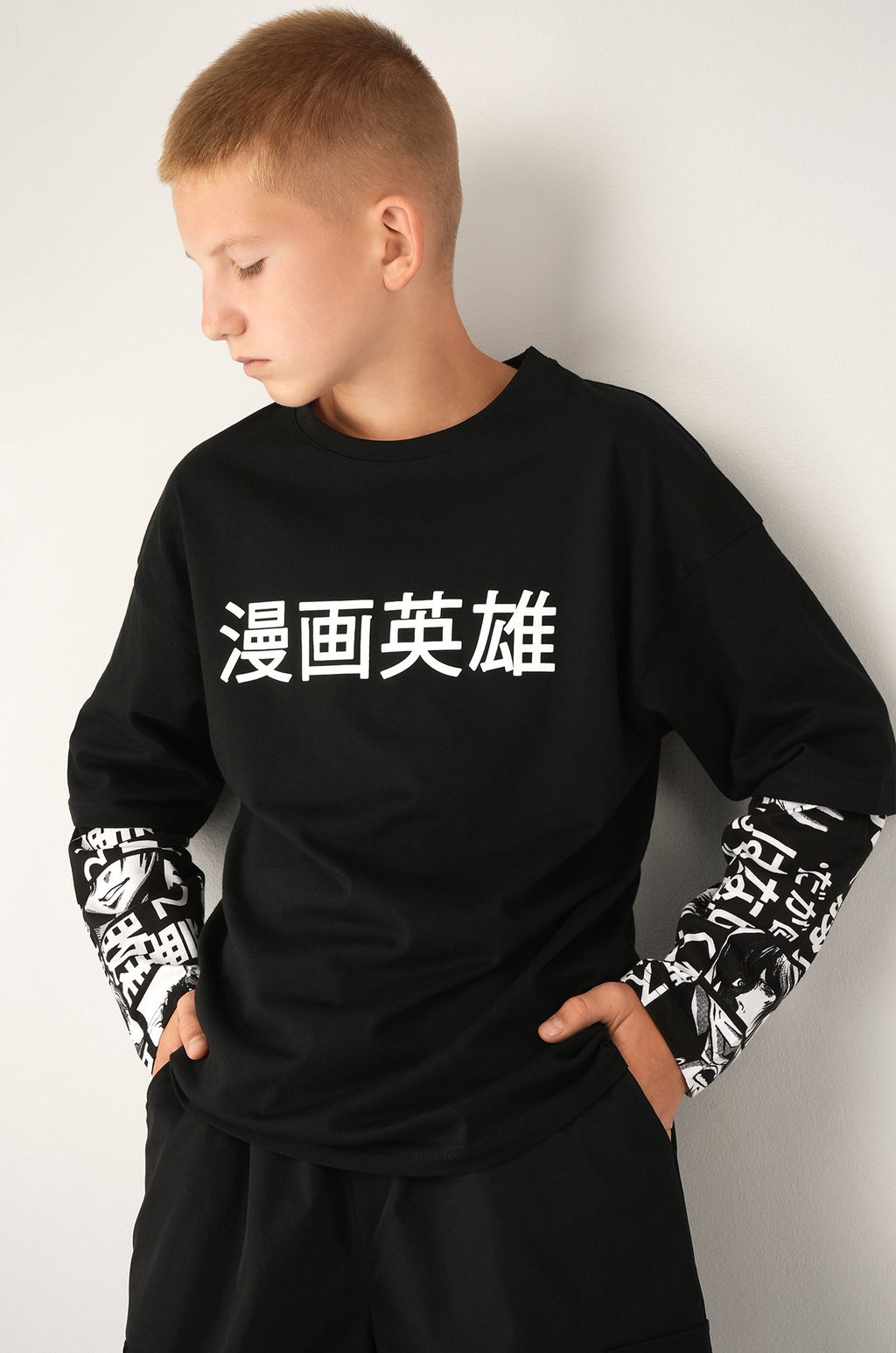 Детский лонгслив с двойным рукавом Happyfox