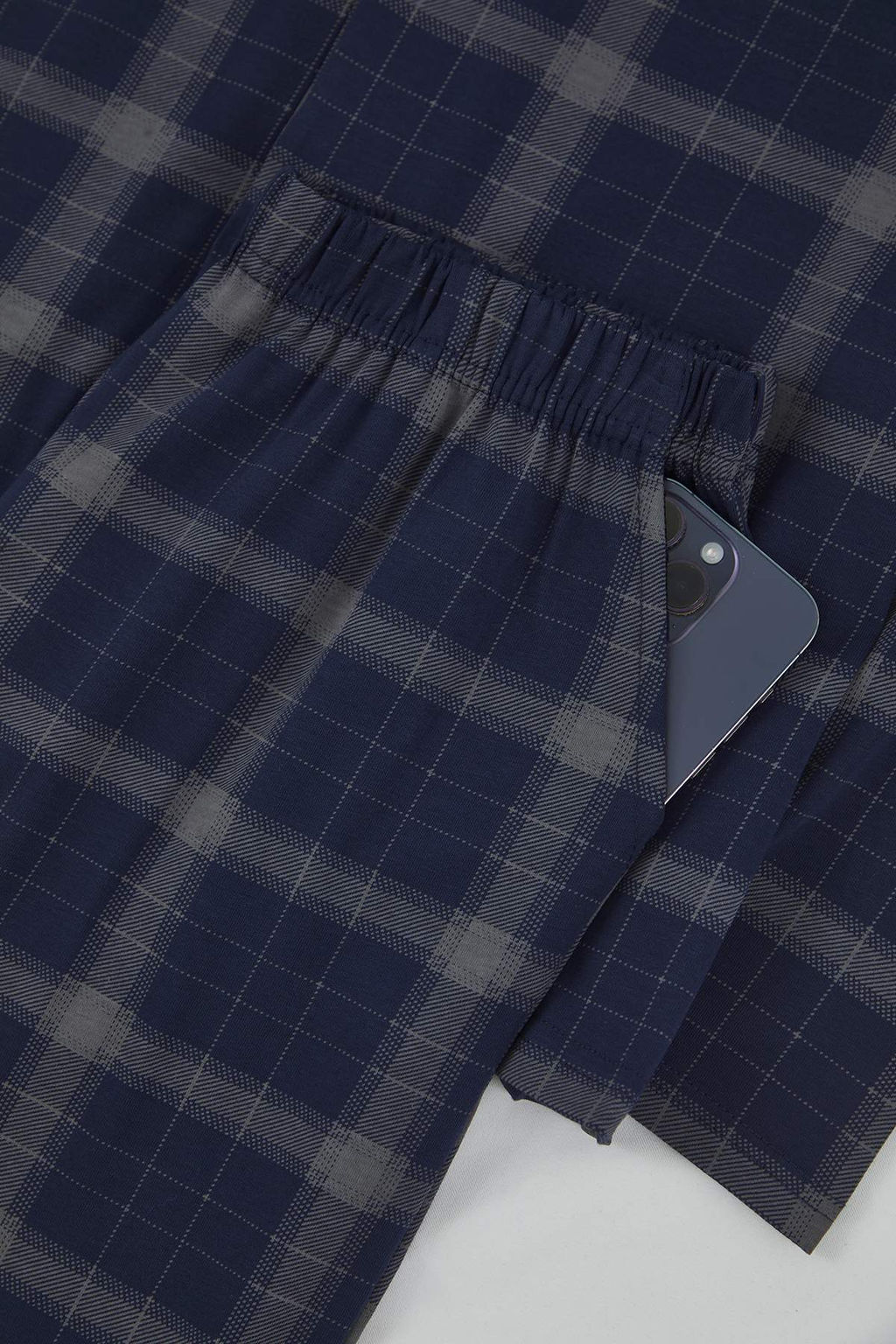 Lacivert Regular Ekose Orme Pijama Tak?m? TMNAW26PT00014 - Trendyolmilla фото 2